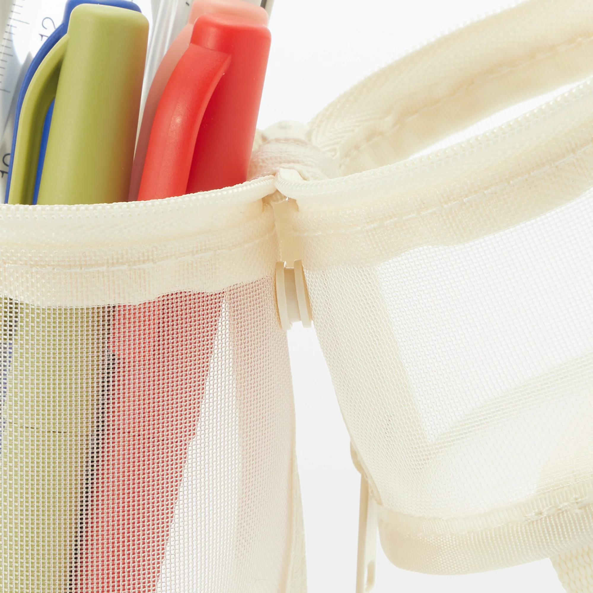 Nylon Mesh Vertical/Horizontal Pen Case Wide - Ivory - Image 8