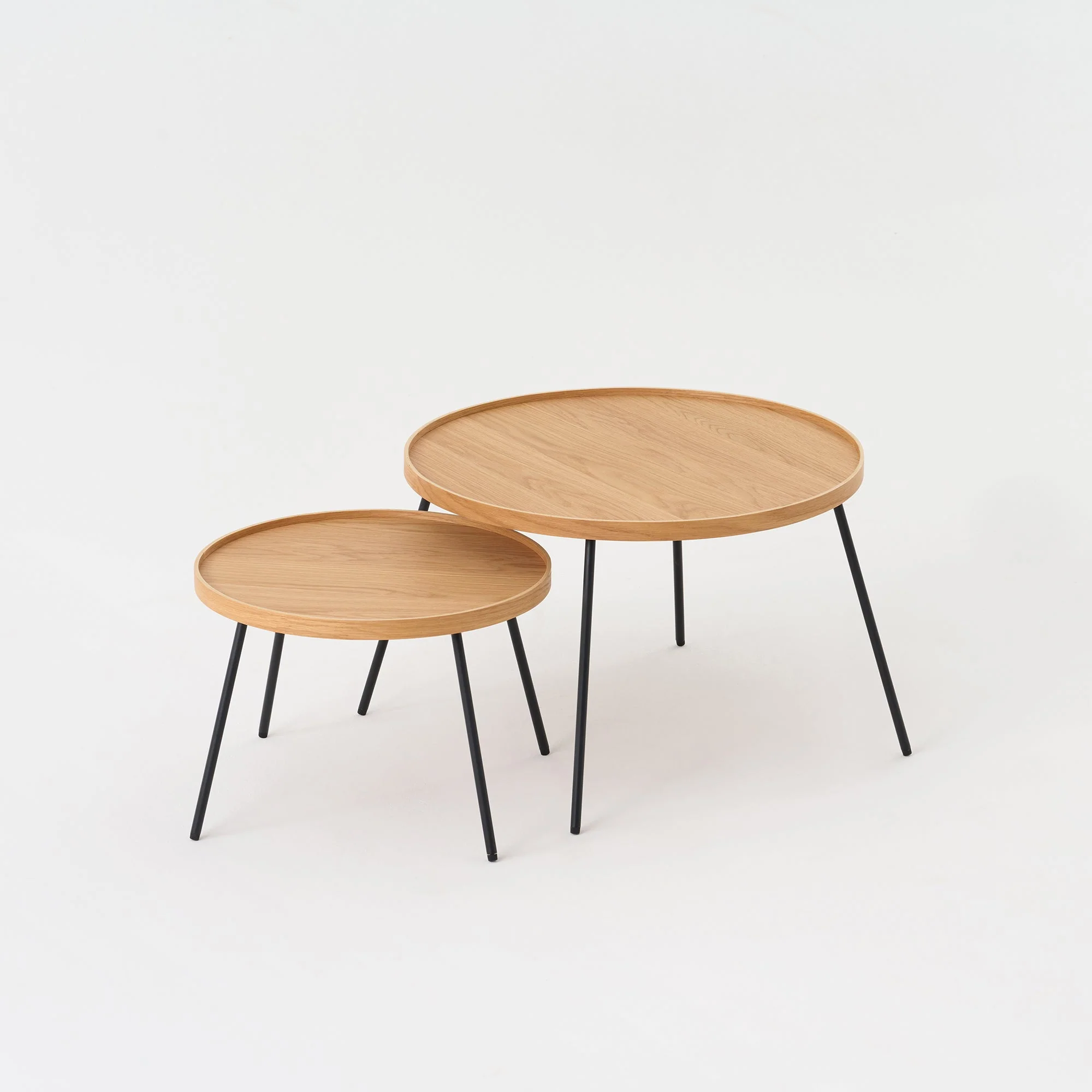 Oak Round Low Table Set - Image 4