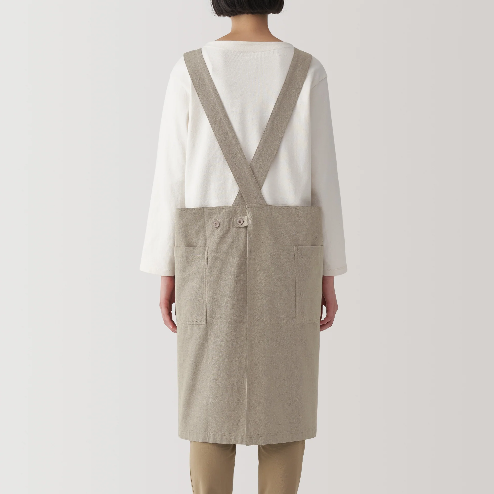 Plain Weave Cotton Shoulder Strap Apron - L-XL - Image 3