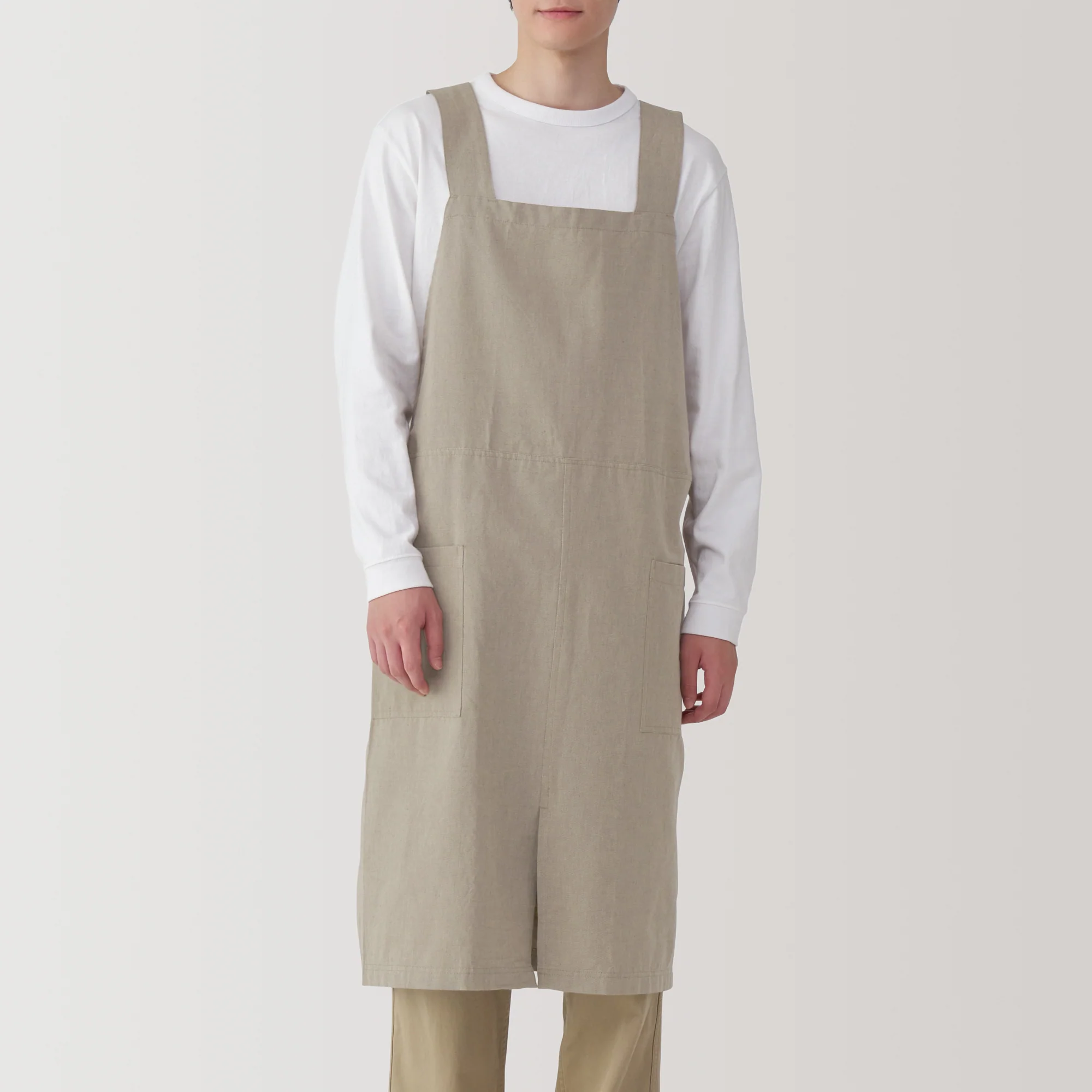Plain Weave Cotton Shoulder Strap Apron - S-M - Image 5