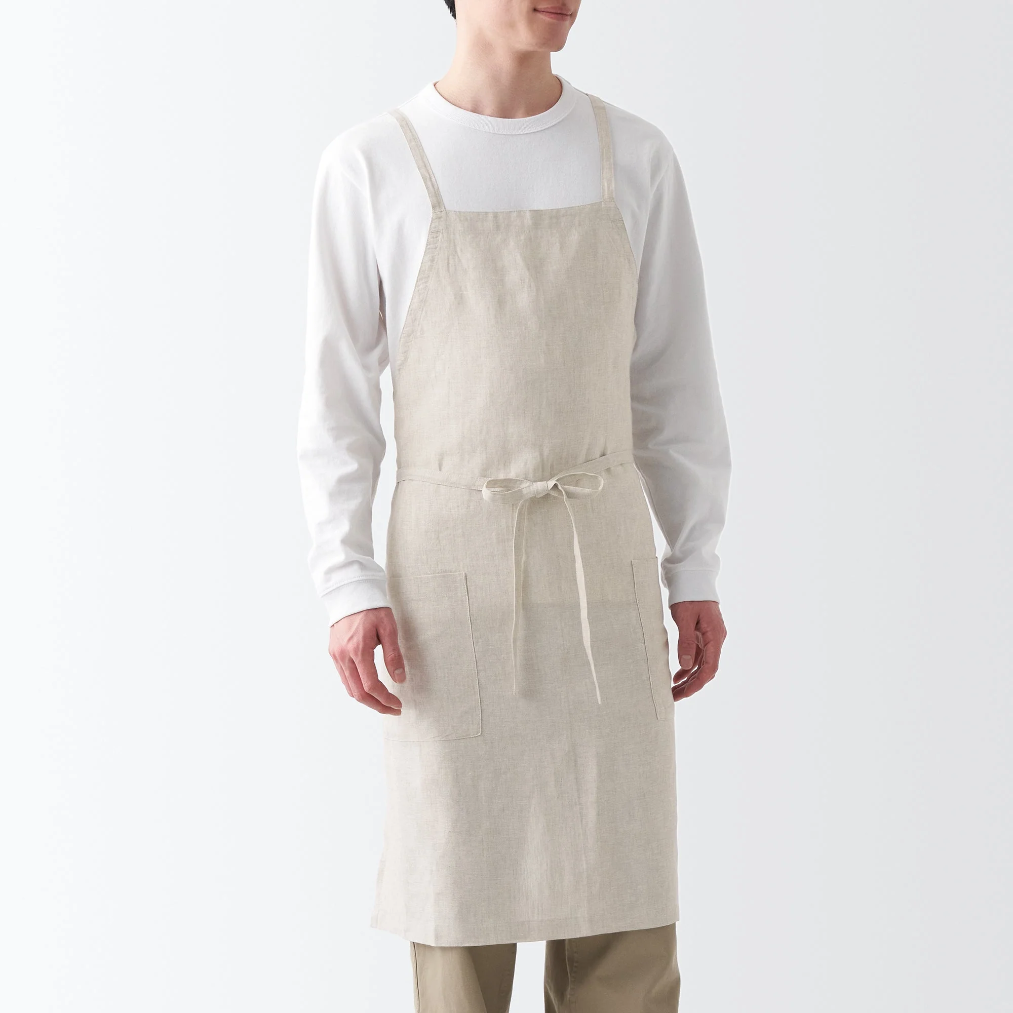 Plain Weave Linen Cross Back Apron - Image 14