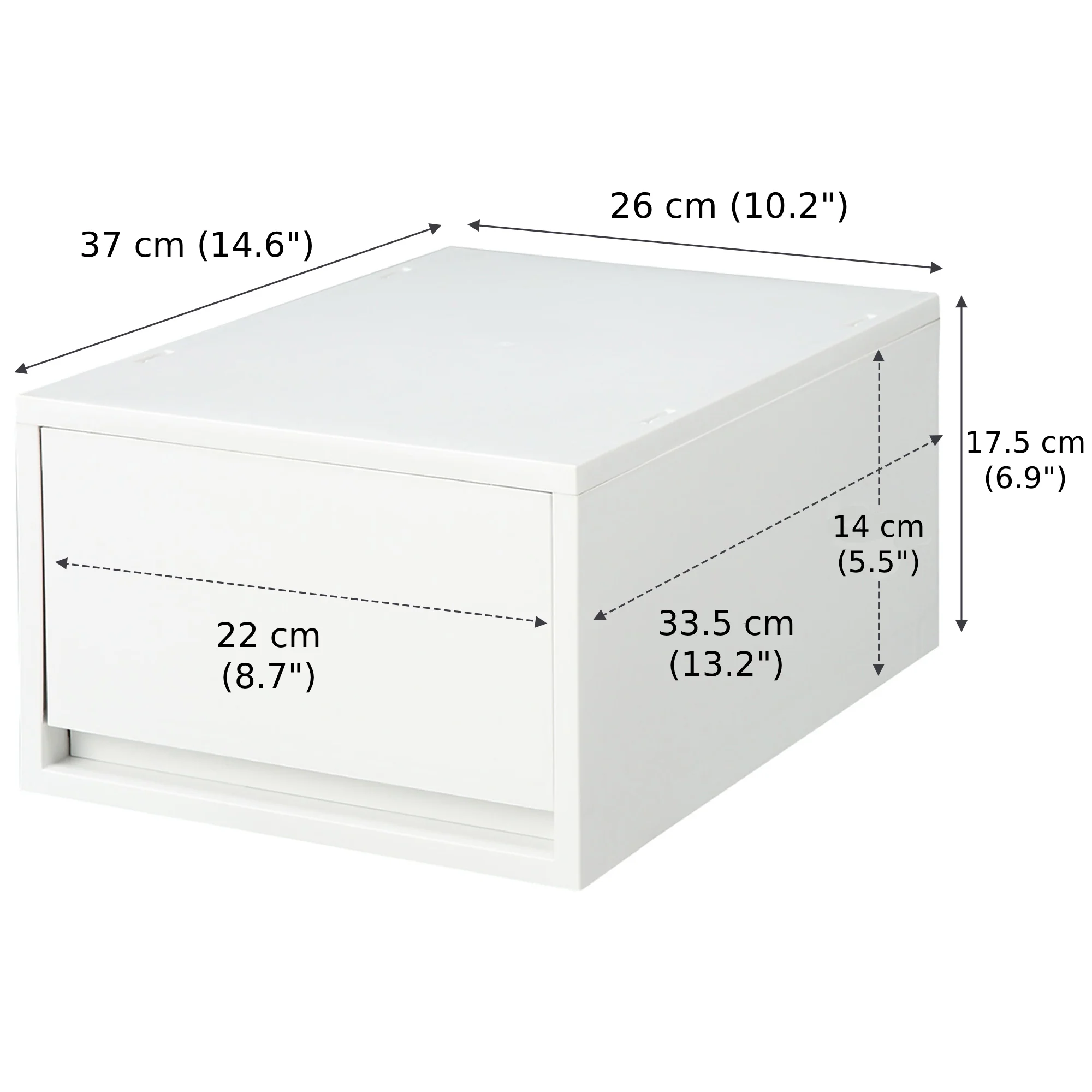 Polypropylene Storage Case Drawer White Grey - Deep (W26 x D37 x H17.5 cm) - Image 6