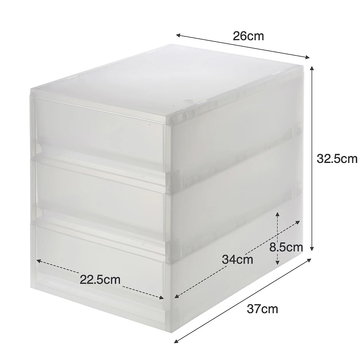 Polypropylene Storage Case Drawer Shallow 3 Drawers (W26 x D37 x H32.5 cm) - Image 5