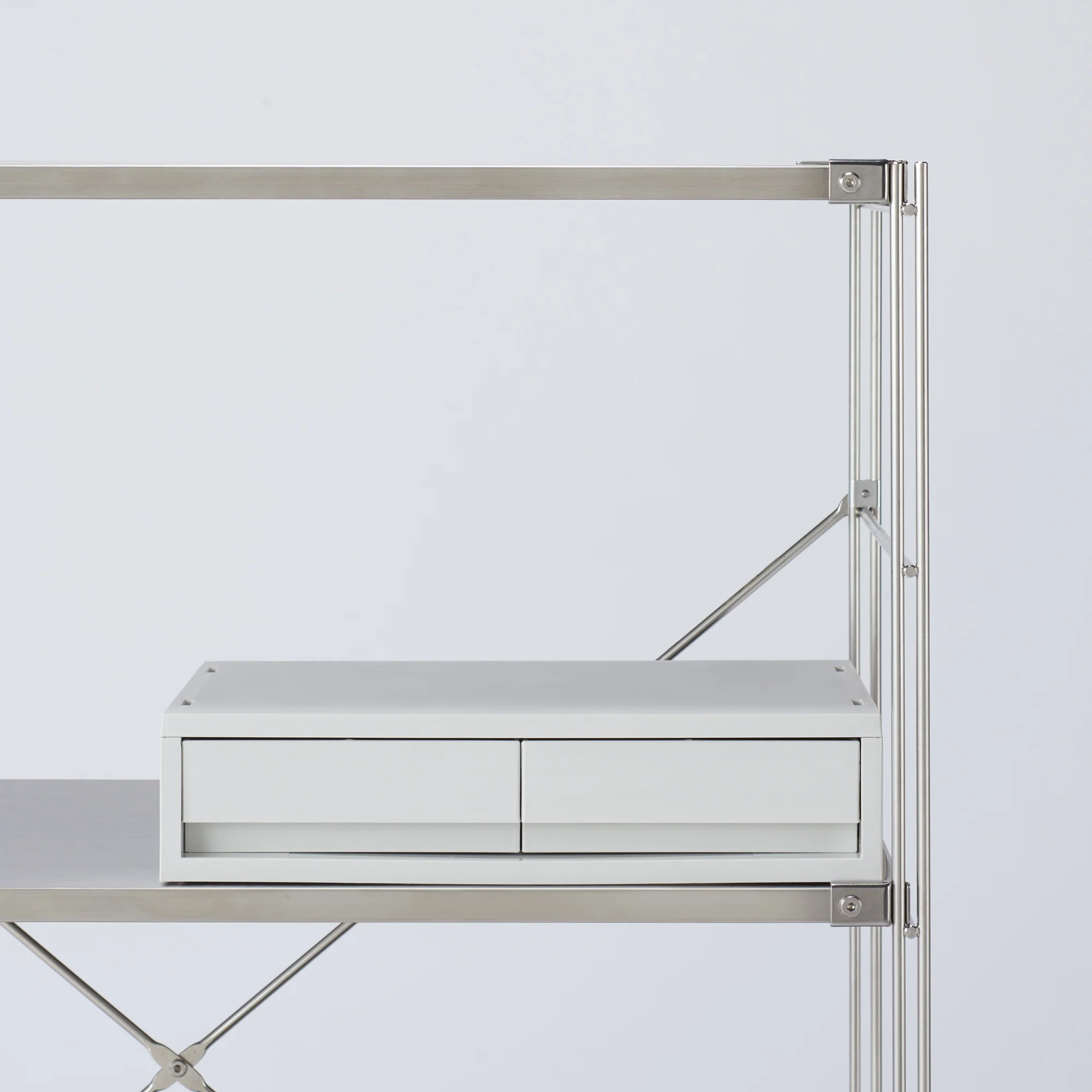Polypropylene Wide Storage Case 2 Drawer White Grey - Extra Shallow (W37 x D26 x H9 cm) - Image 5