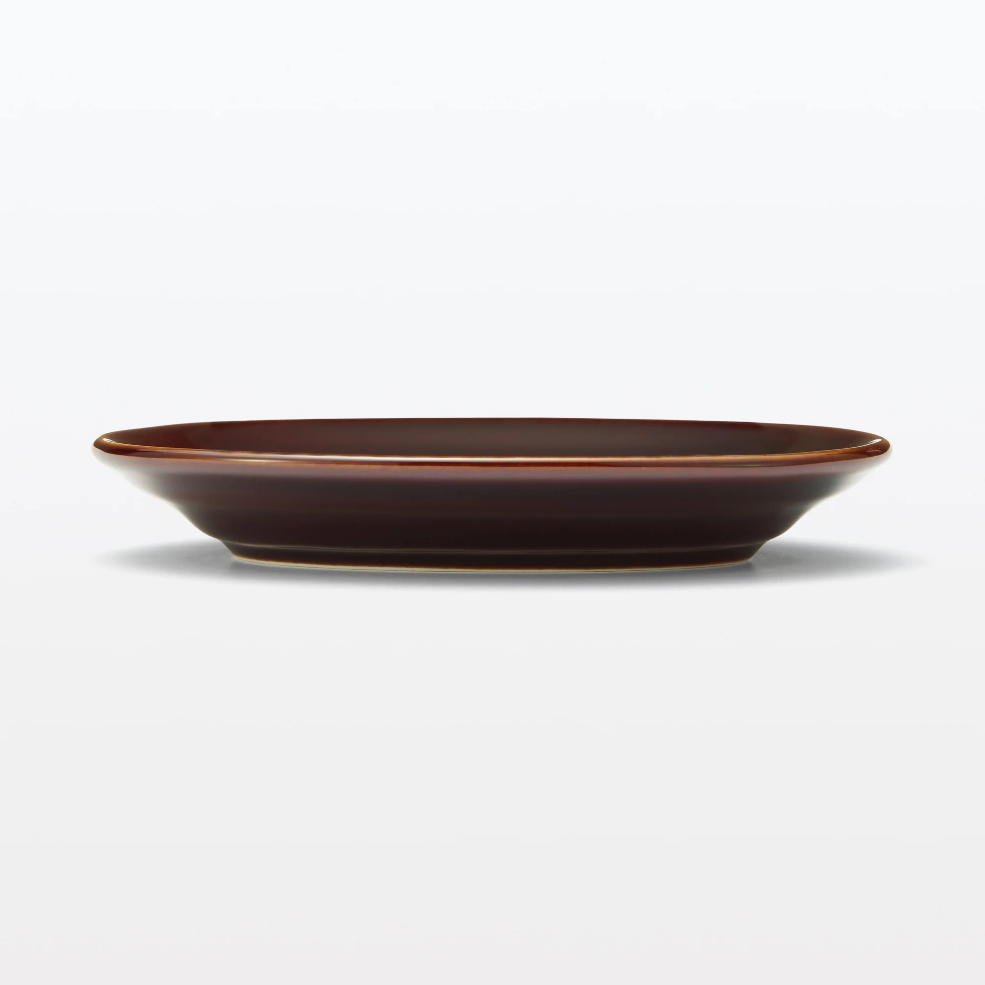 Porcelain Rimmed Oval Plate Small - Brown Glaze - Image 2