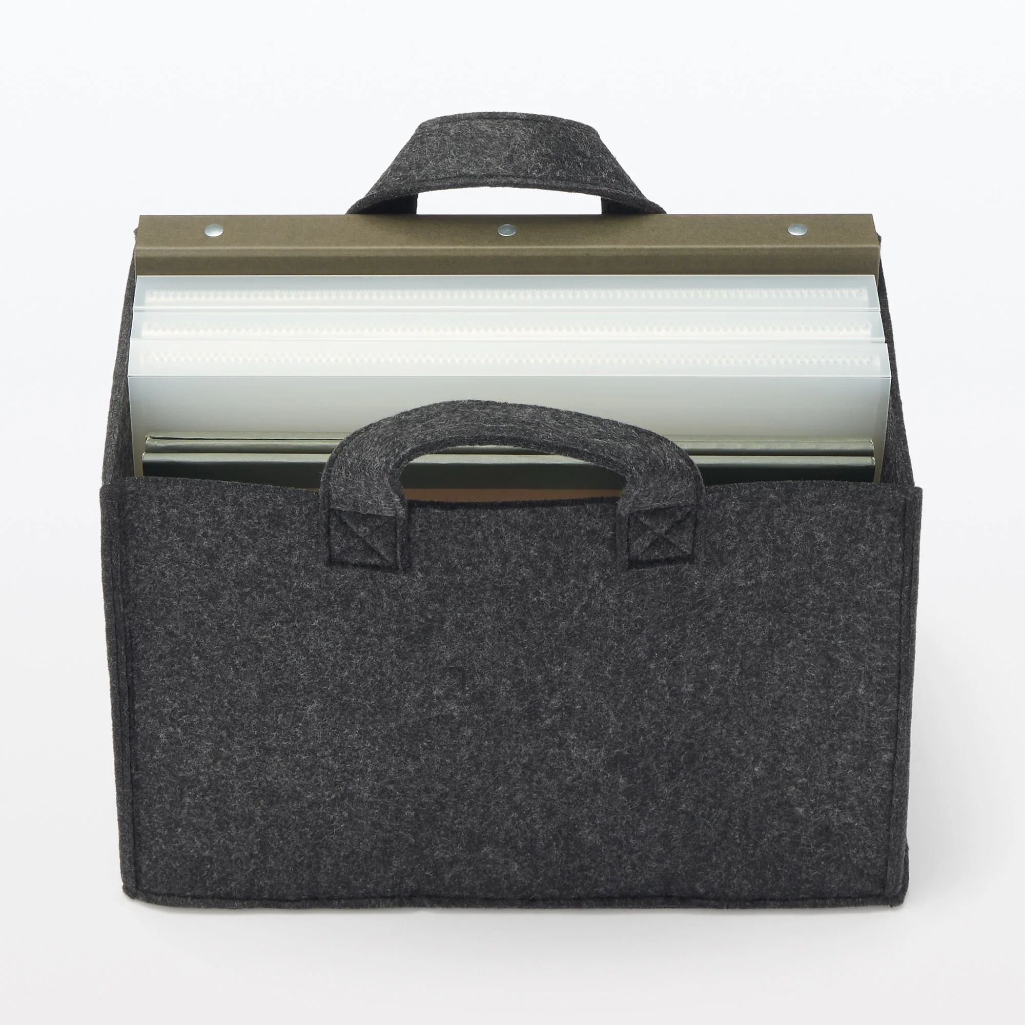 Portable Felt File Box - Dark Grey - Wide - Image 2