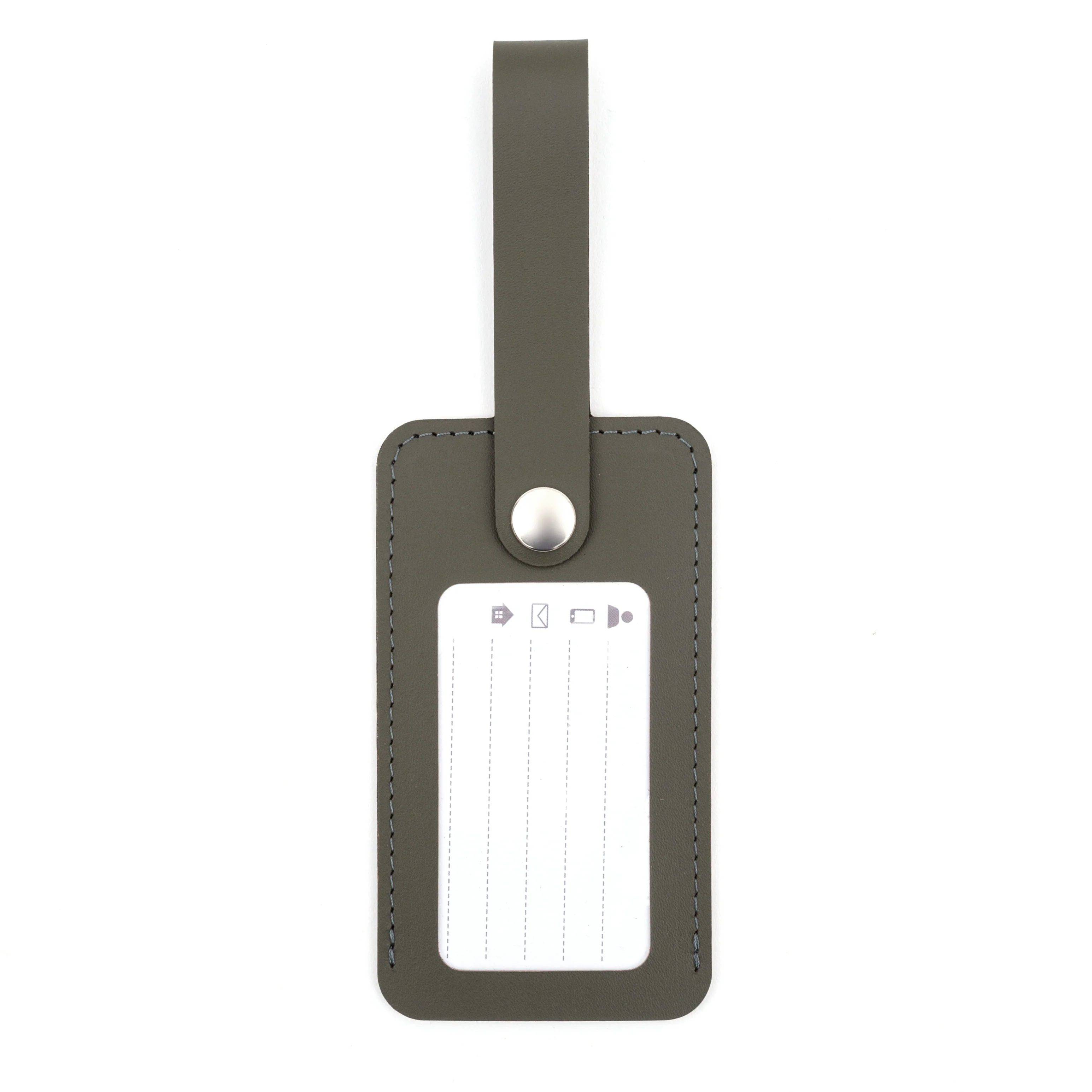 Recycled Leather Luggage Tag - Khaki - Image 3