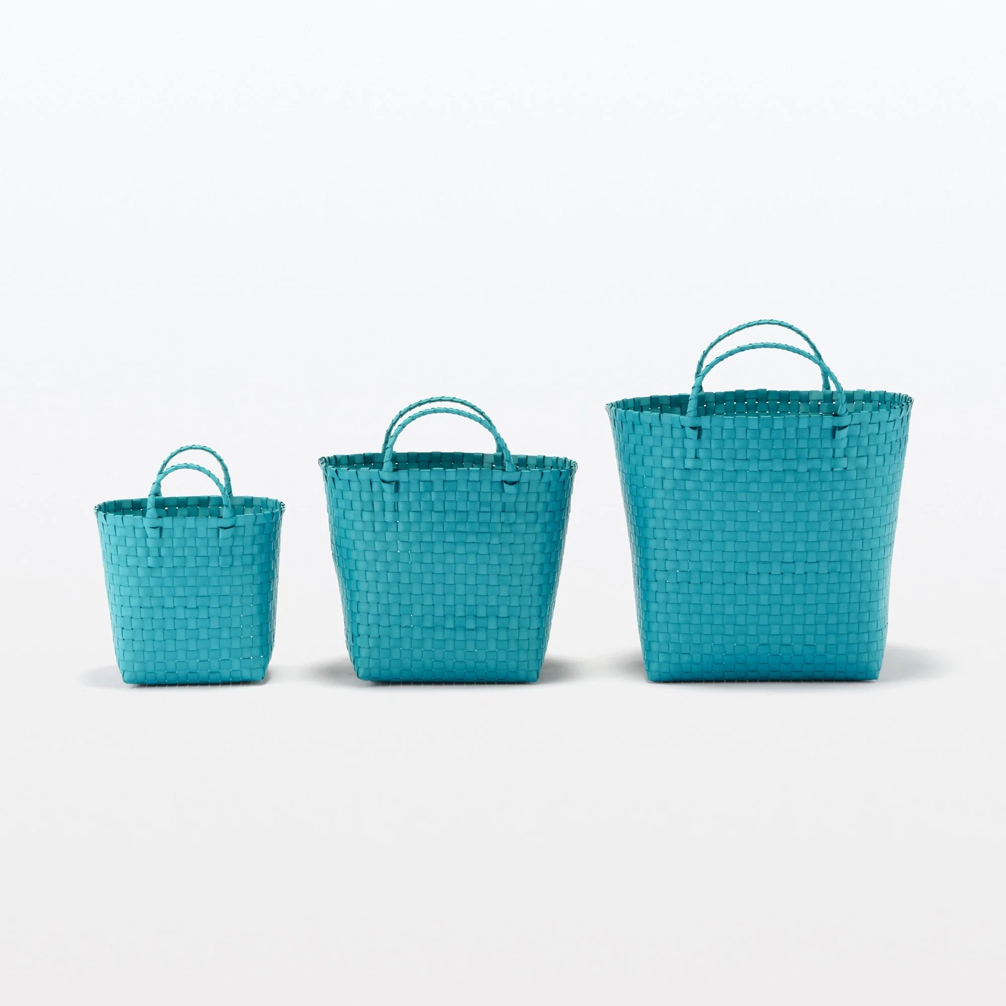 Recycled Polypropylene Strap Weave Basket - Blue - Medium (Dia. 33 x H25 cm) - Image 7