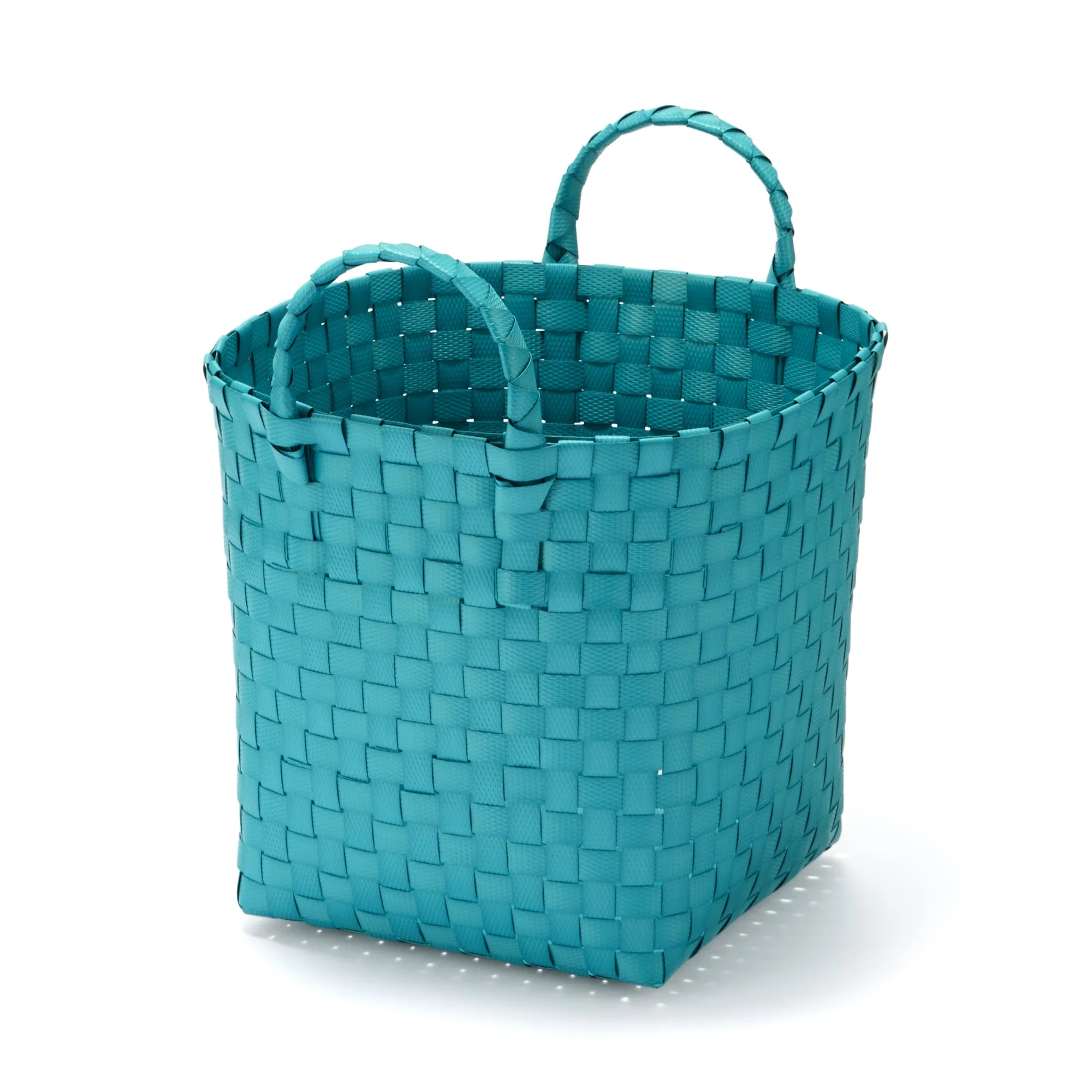 Recycled Polypropylene Strap Weave Basket - Blue - Small (Dia. 25 x H20 cm)