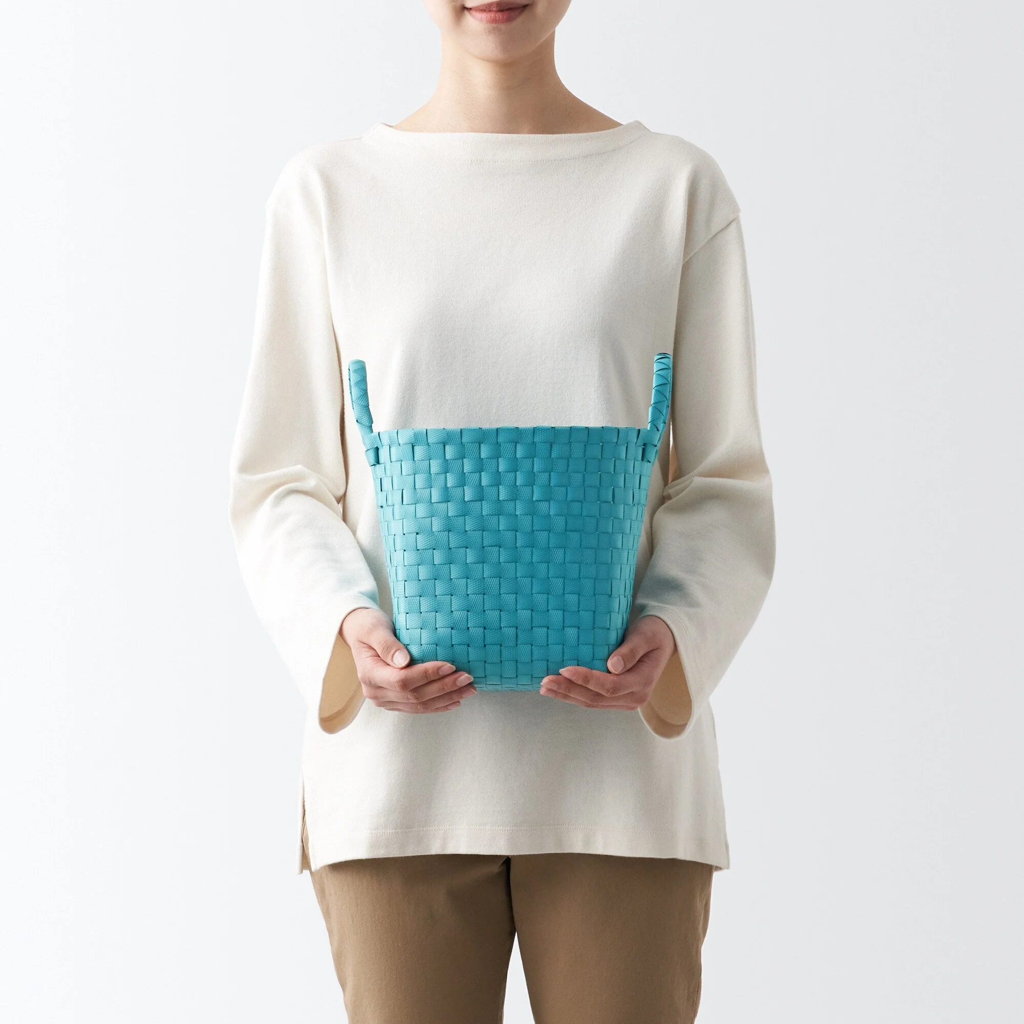 Recycled Polypropylene Strap Weave Basket - Blue - Small (Dia. 25 x H20 cm) - Image 2
