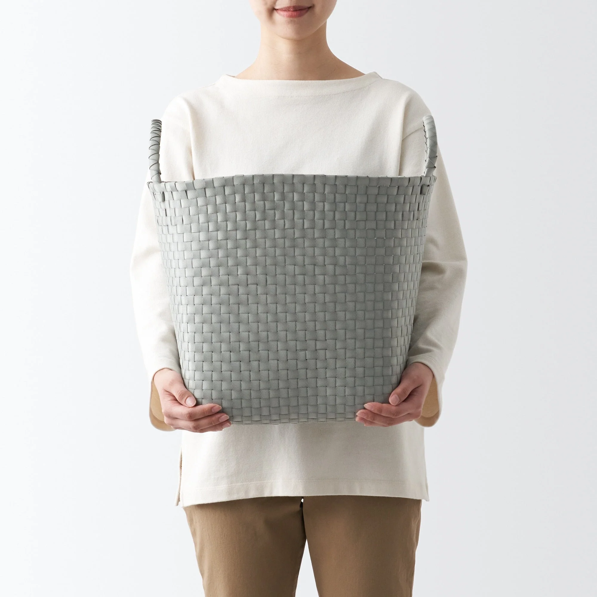 Recycled Polypropylene Strap Weave Basket - Grey - Large (Dia. 40 x H32 cm) - Image 2