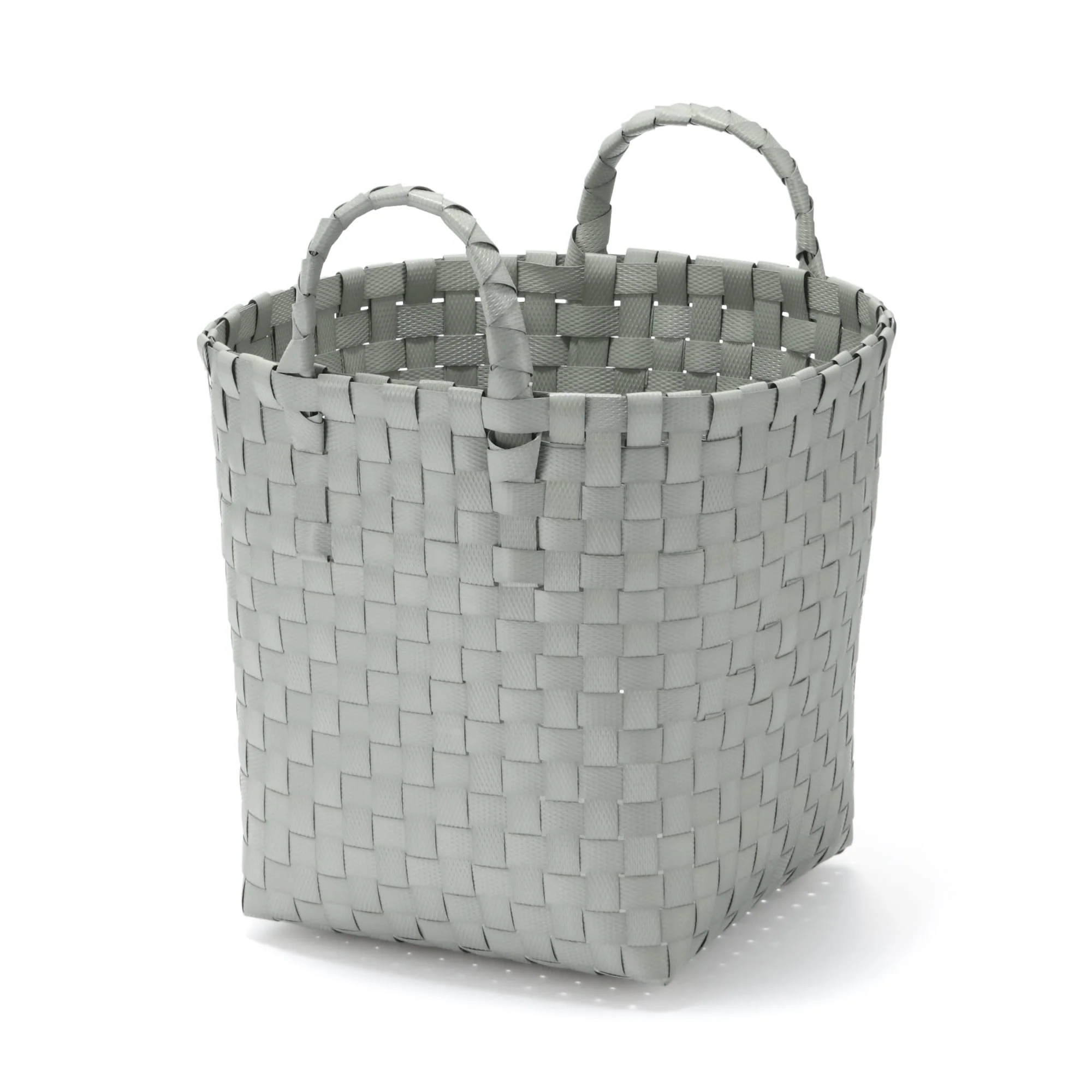 Recycled Polypropylene Strap Weave Basket - Grey - Small (Dia. 25 x H20 cm)