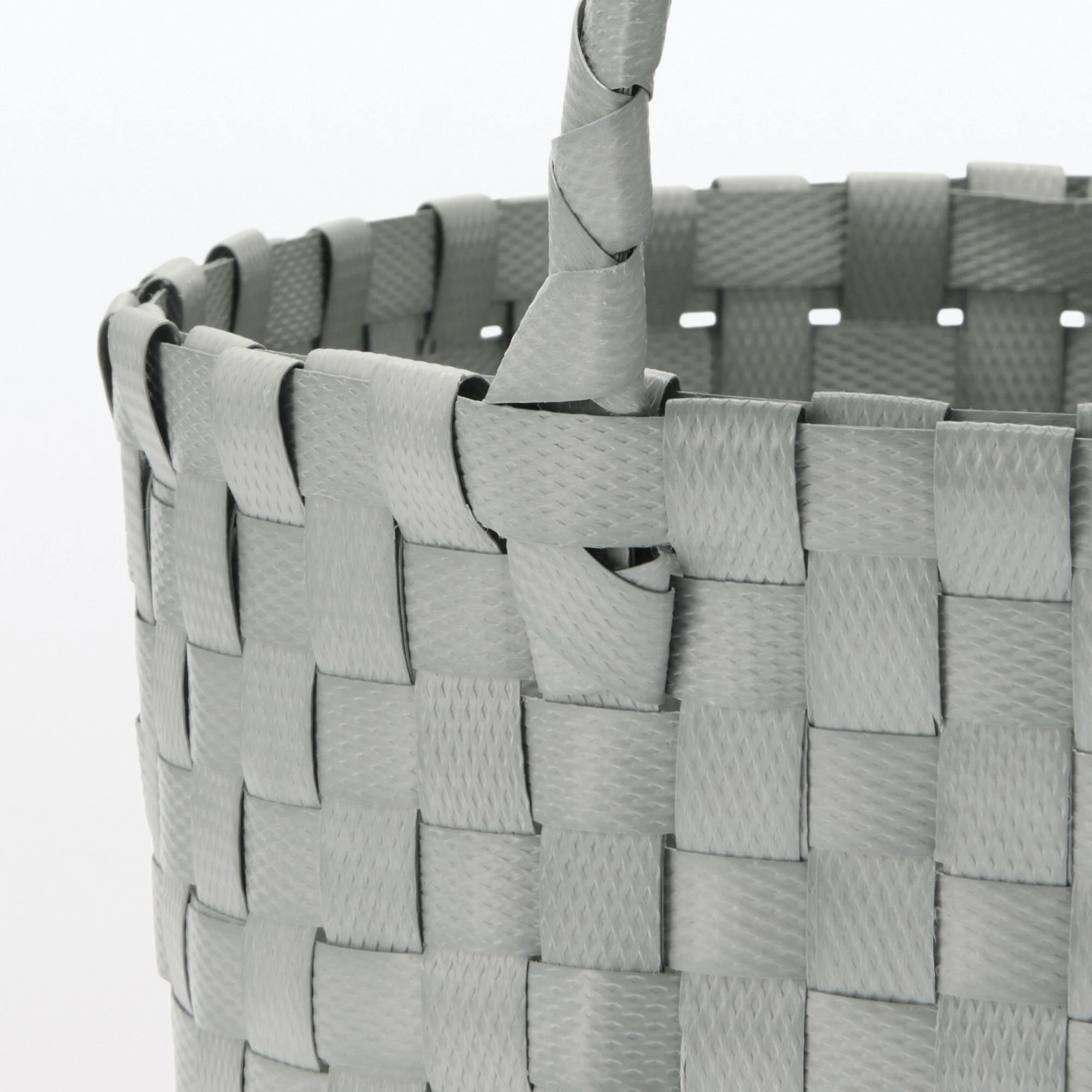 Recycled Polypropylene Strap Weave Basket - Grey - Small (Dia. 25 x H20 cm) - Image 6