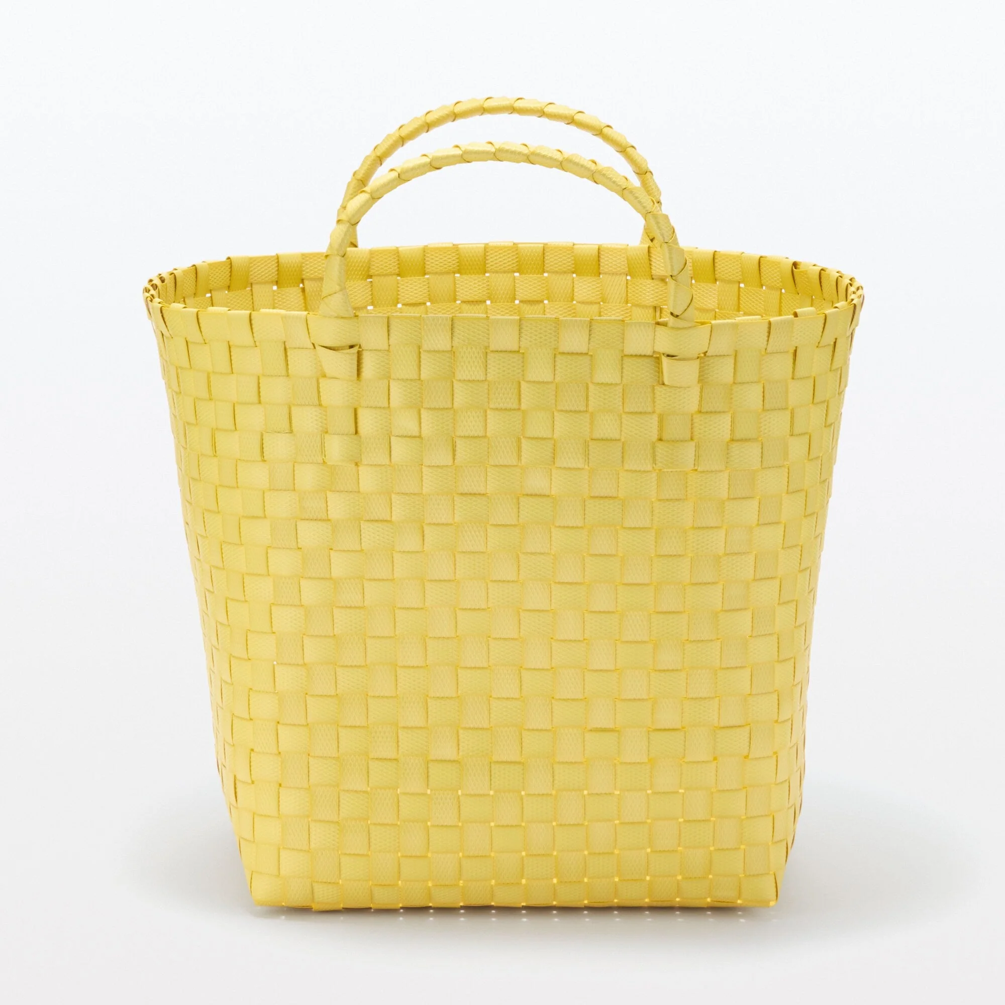Recycled Polypropylene Strap Weave Basket - Yellow - Medium (Dia. 33 x H25 cm) - Image 3