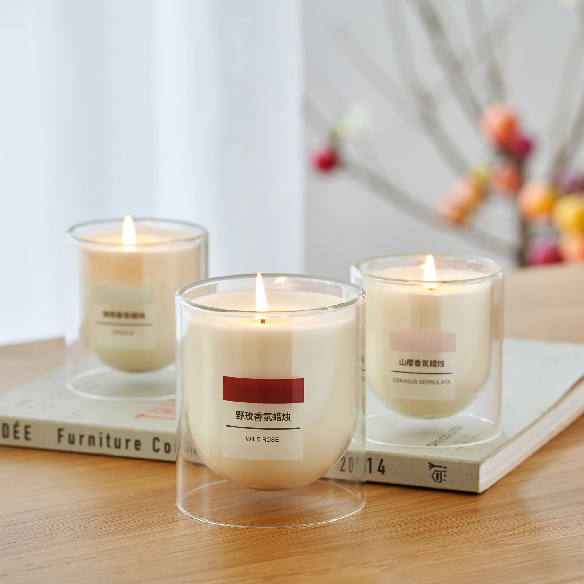 Scented Double Wall Glass Candle - Wild Rose - Image 15