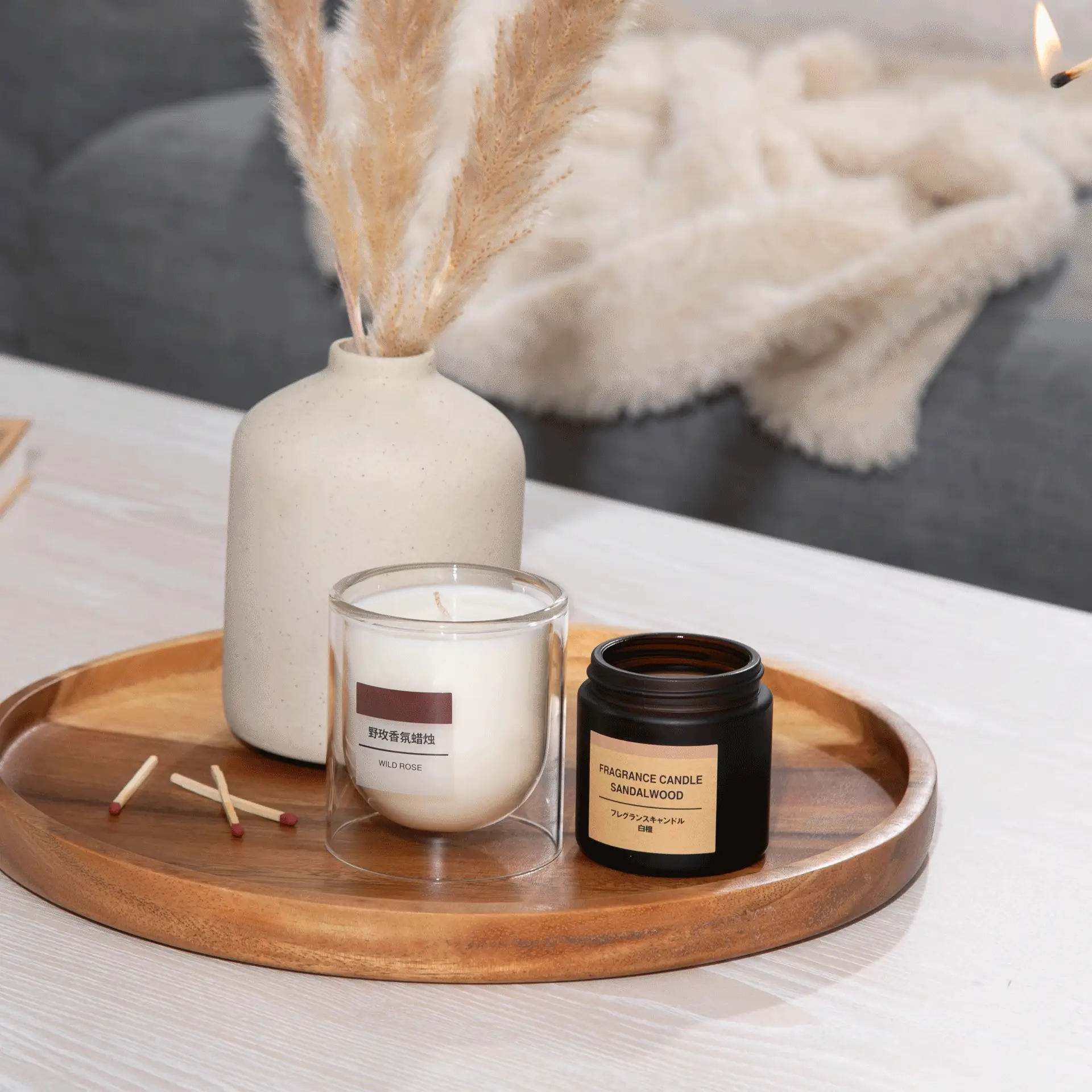 Scented Double Wall Glass Candle - Wild Rose - Image 2