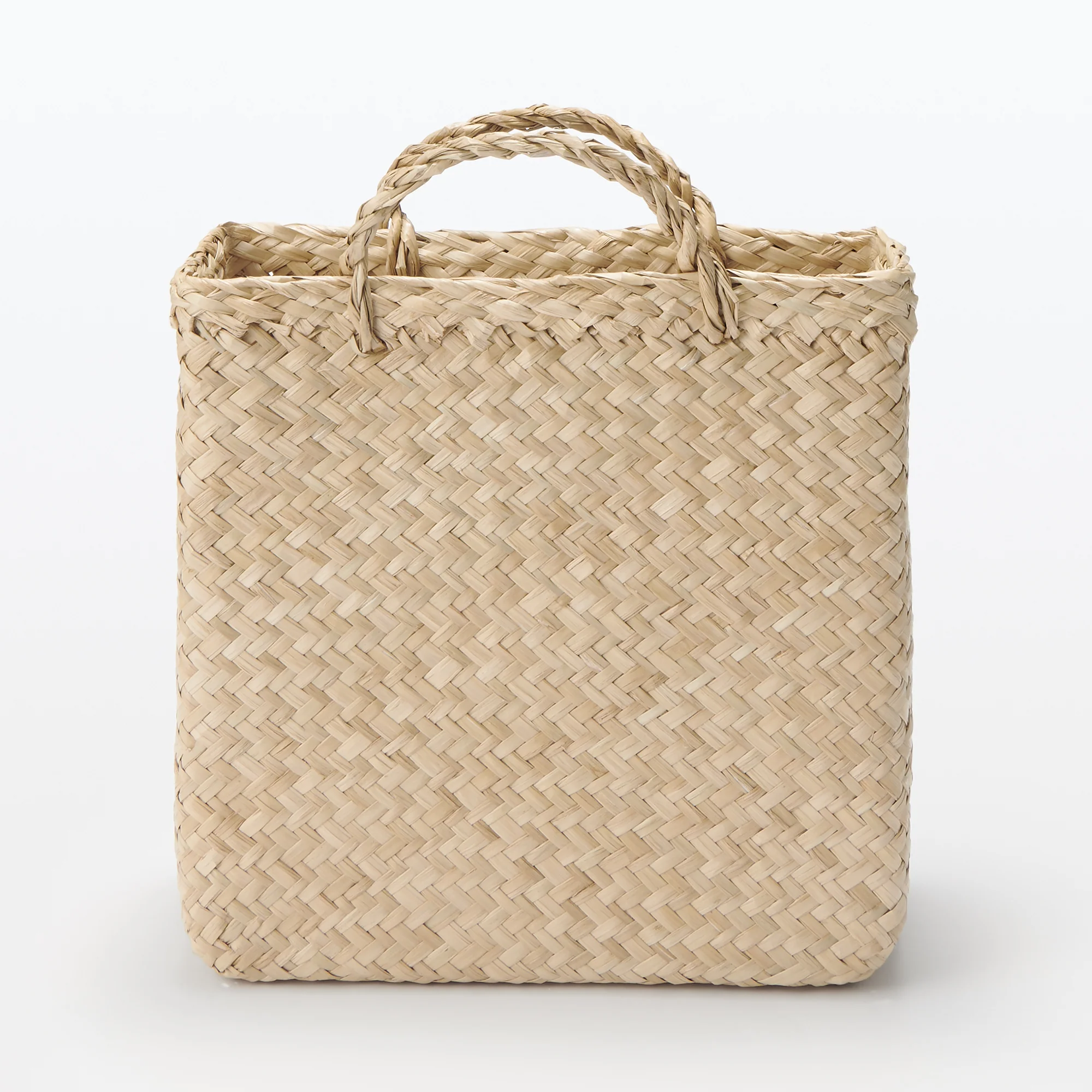 Seagrass Herringbone Basket with Handle - Small (W25 x D12.5 x H24 cm) - Image 3
