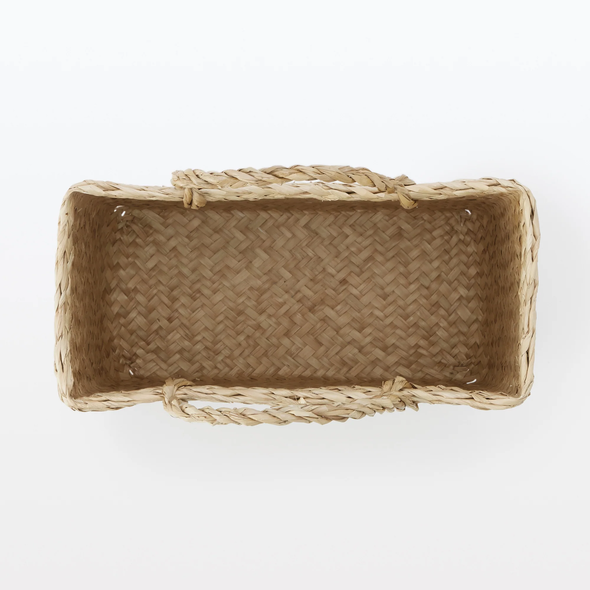Seagrass Herringbone Basket with Handle - Small (W25 x D12.5 x H24 cm) - Image 5
