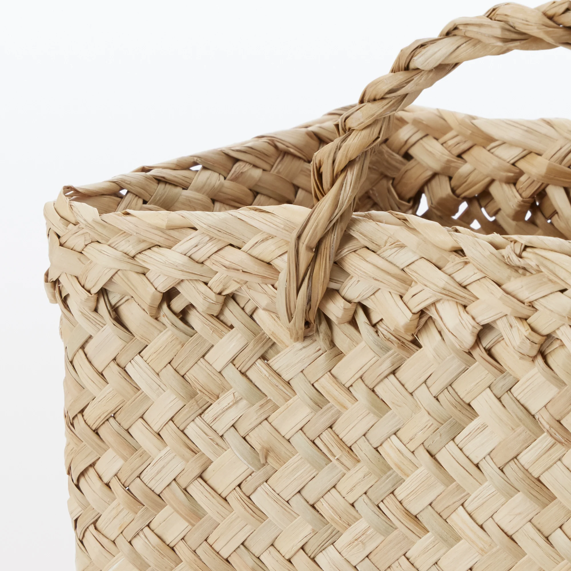 Seagrass Herringbone Basket with Handle - Small (W25 x D12.5 x H24 cm) - Image 6