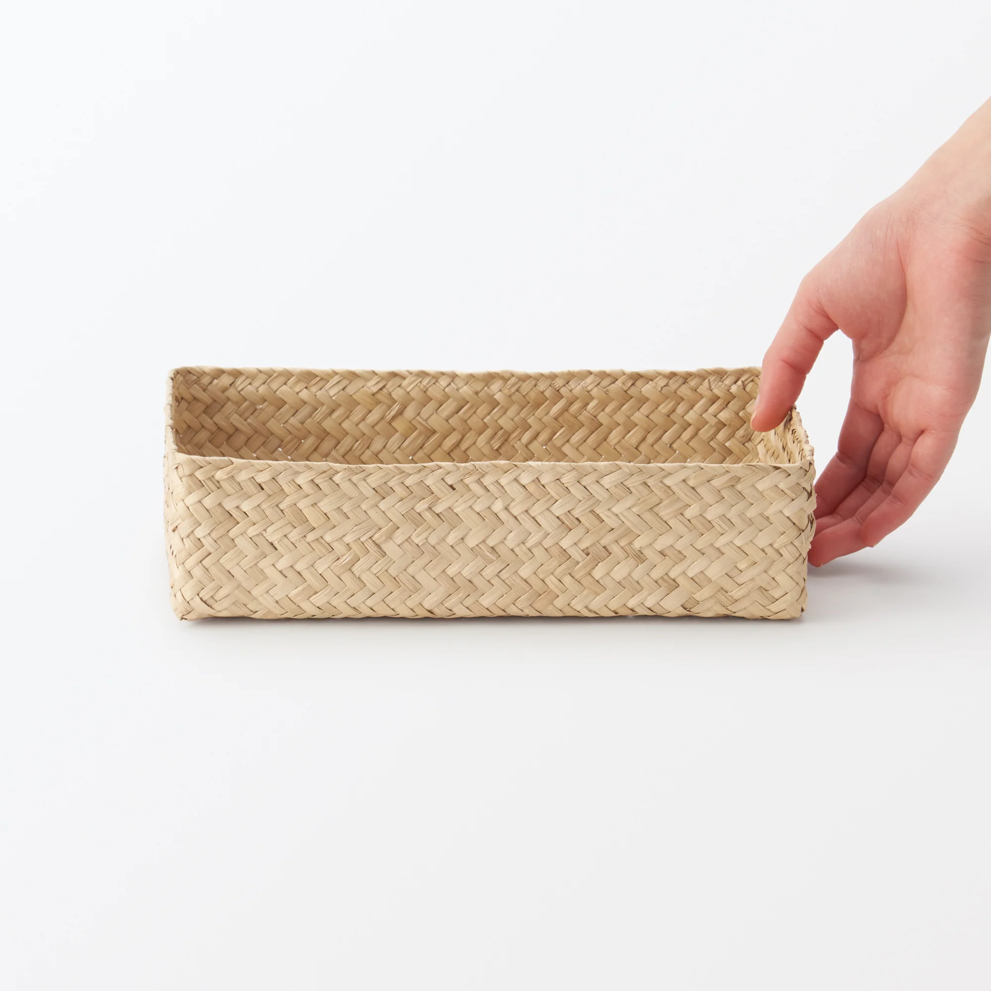Seagrass Organizer Herringbone Rectangular Basket - Medium (W15 x D25 x H7 cm) - Image 6