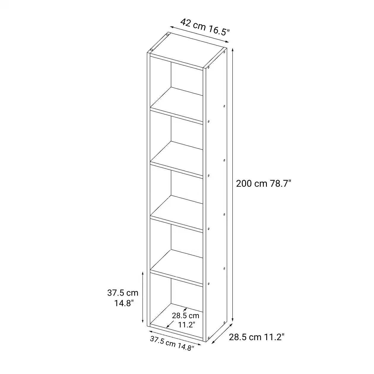 Stacking Shelf Oak - 5 Tiers - Image 9