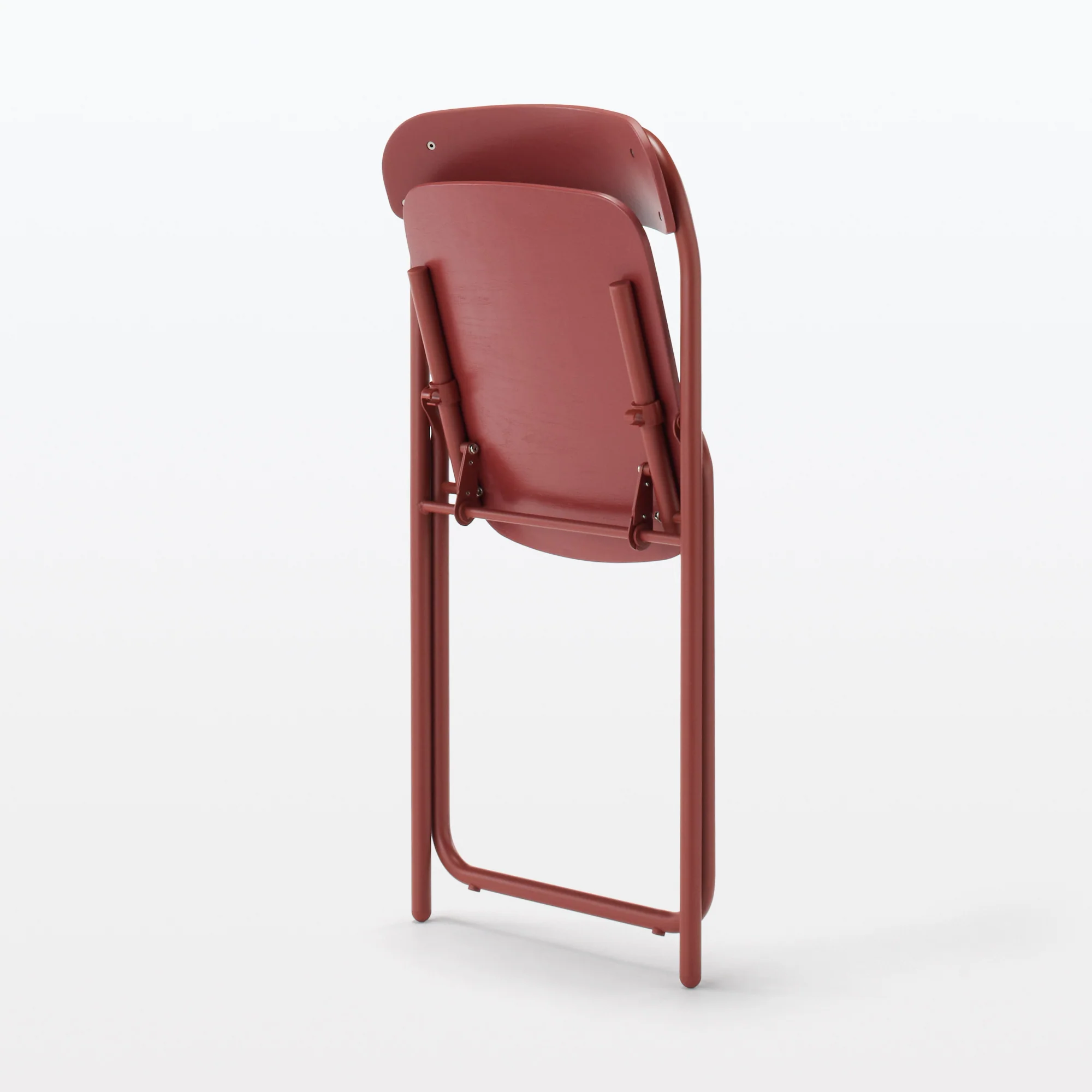 Steel Pipe Folding Chair with Wooden Seat - Burgundy - Image 5