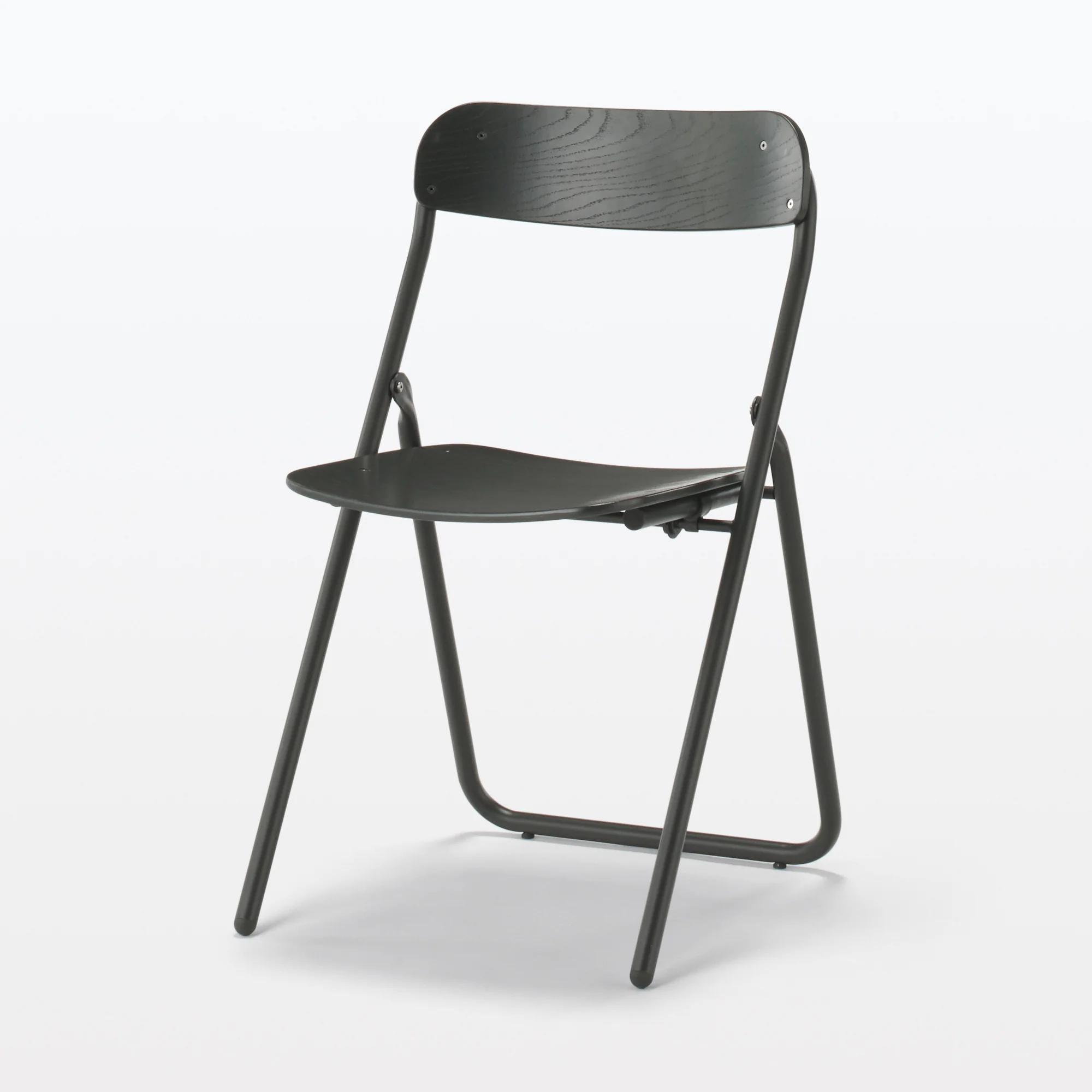 Steel Pipe Folding Chair with Wooden Seat - Dark Grey - Image 4