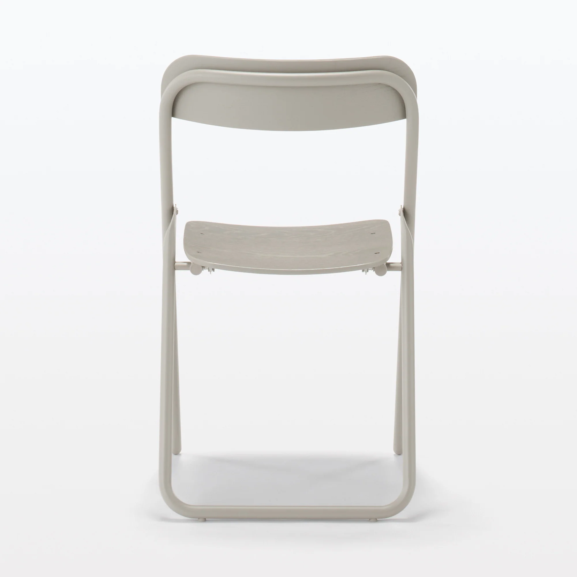 Steel Pipe Folding Chair with Wooden Seat - Warm Grey - Image 3