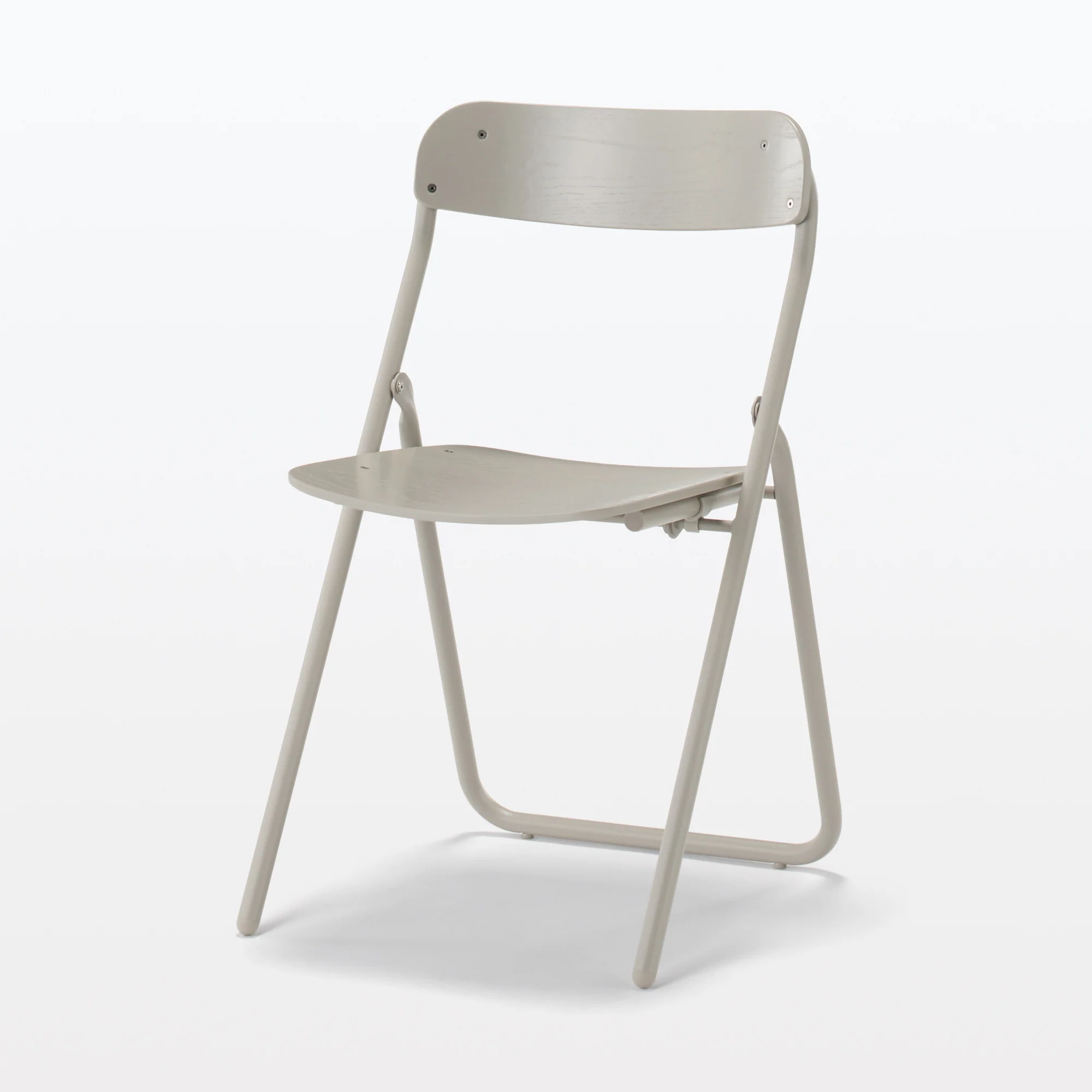 Steel Pipe Folding Chair with Wooden Seat - Warm Grey - Image 4