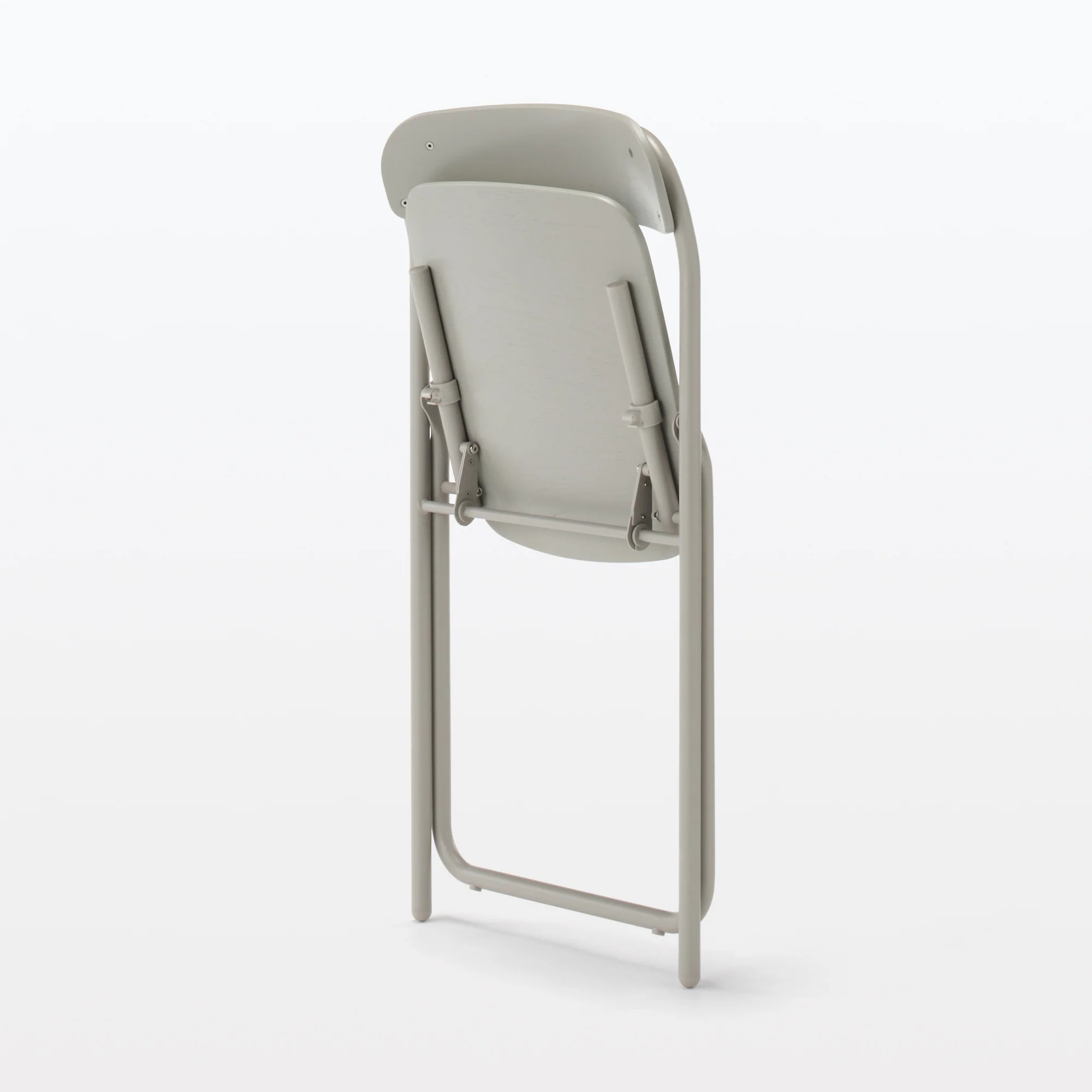 Steel Pipe Folding Chair with Wooden Seat - Warm Grey - Image 5