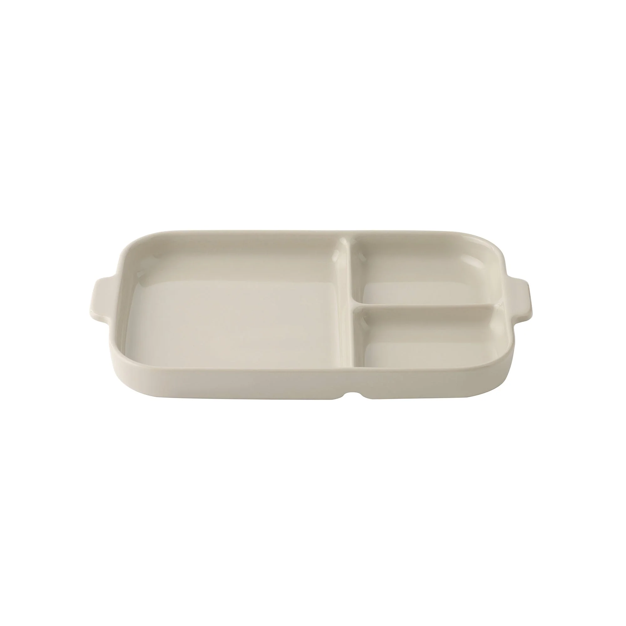 Stoneware Divided Plate - Grey Beige