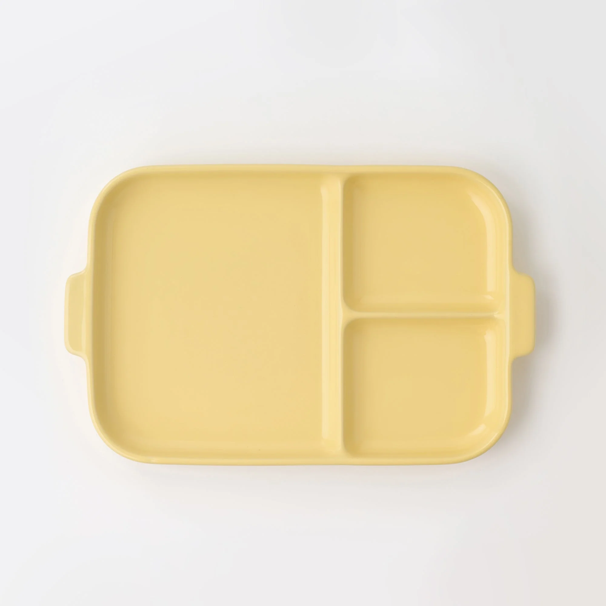 Stoneware Divided Plate - Light Yellow - Image 2