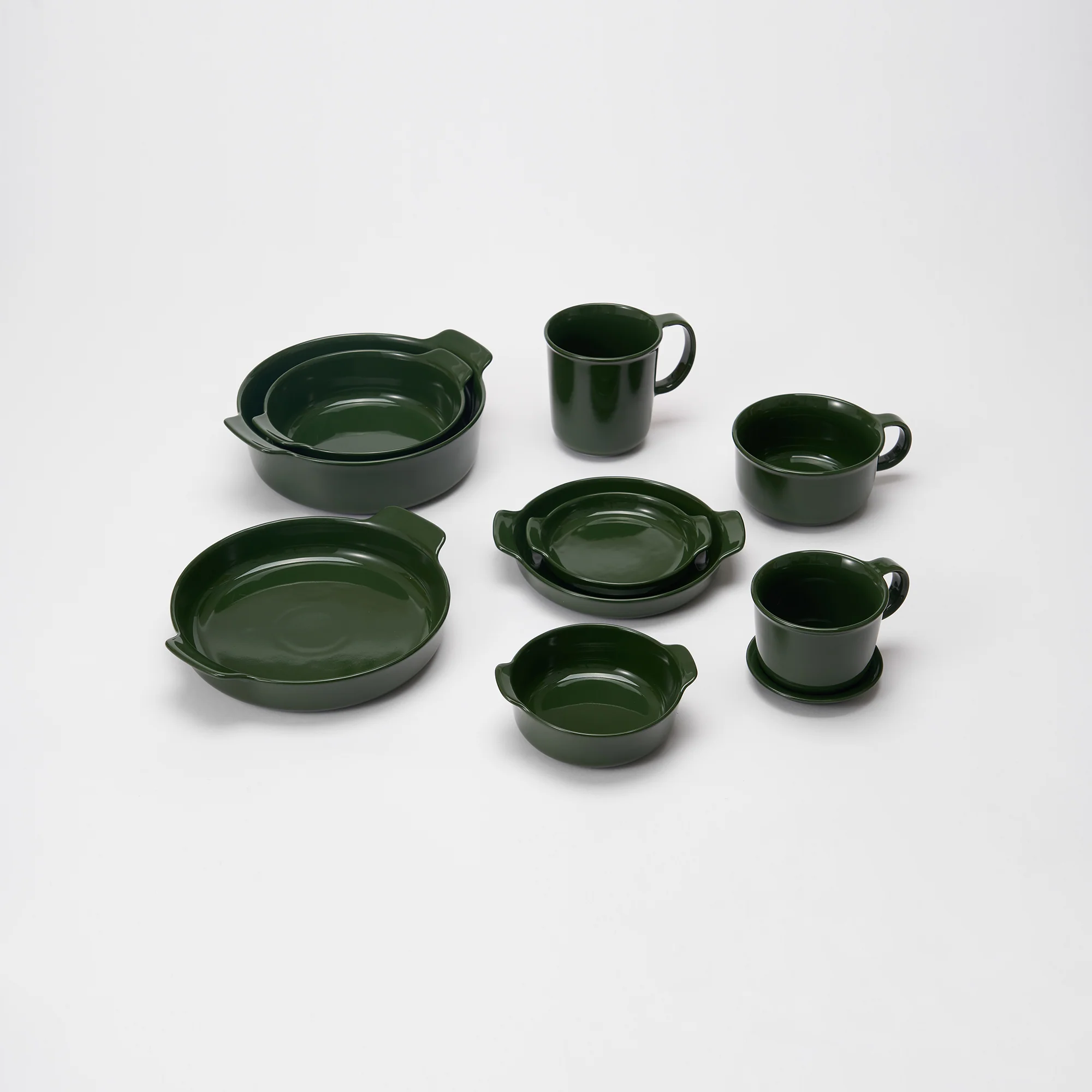 Stoneware Plate (Dia. 21.2 cm) - Dark Green - Image 8
