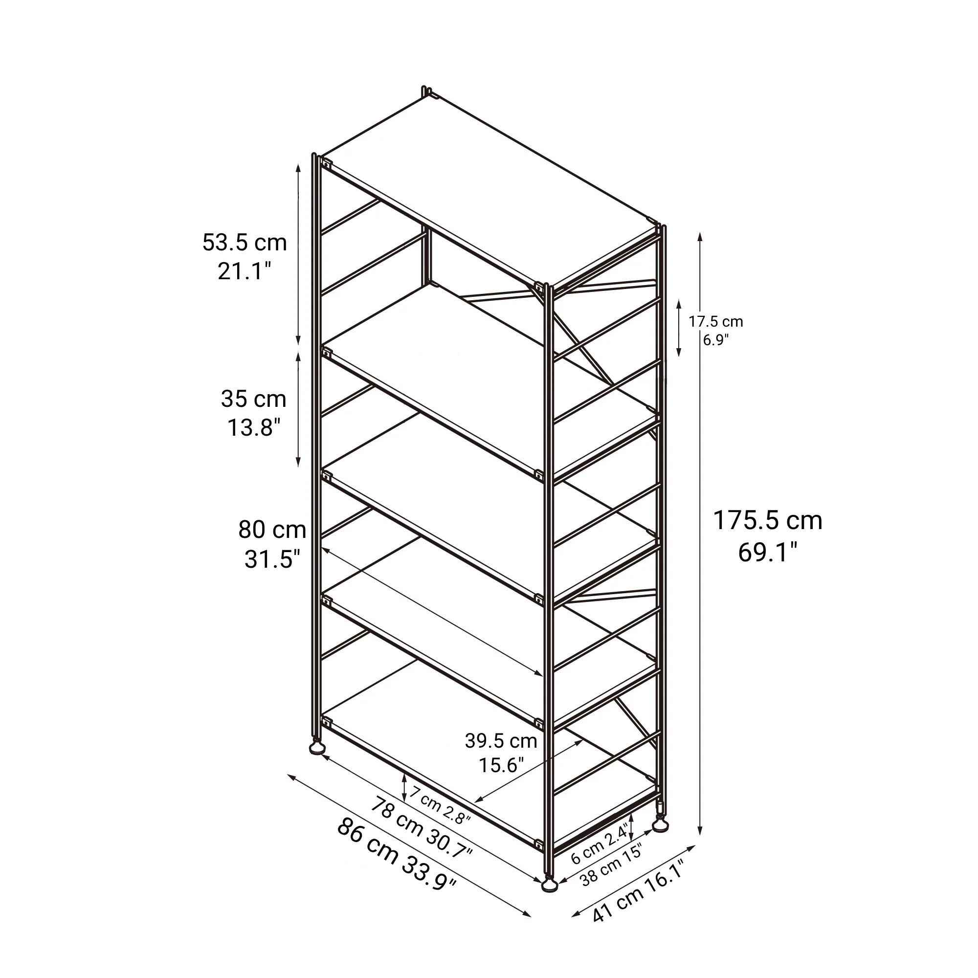 SUS Shelving Unit - Walnut - Wide - Large - Image 5