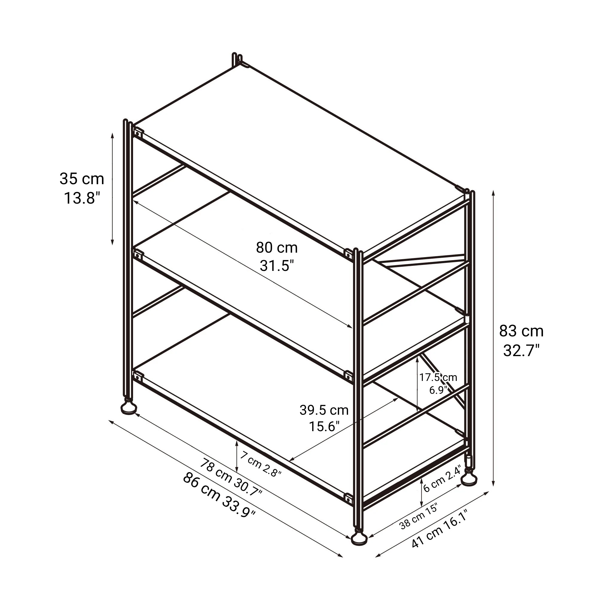 SUS Shelving Unit - Walnut - Wide - Small - Image 5