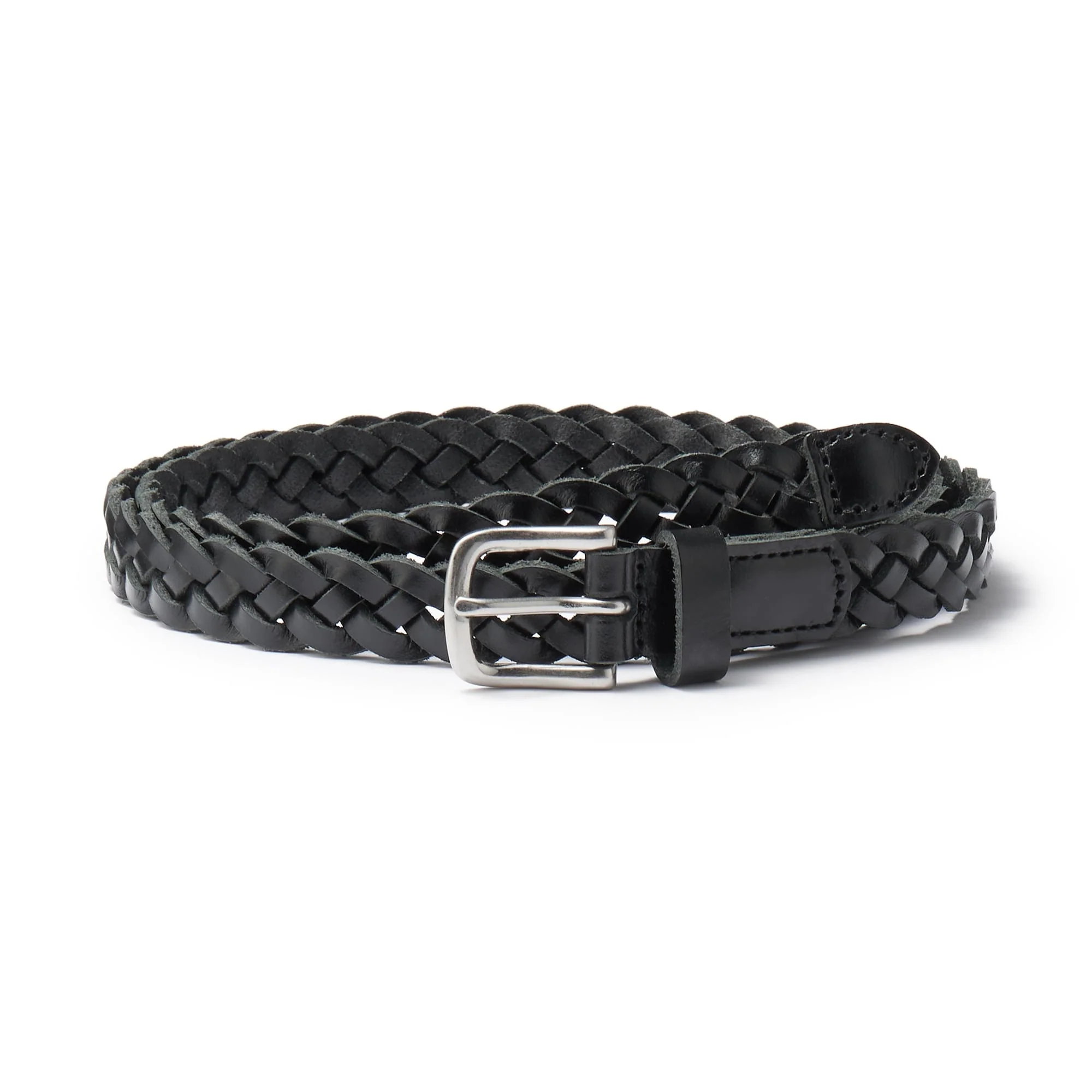 Vegetable Tanned Leather Slim Mesh Belt - Image 11