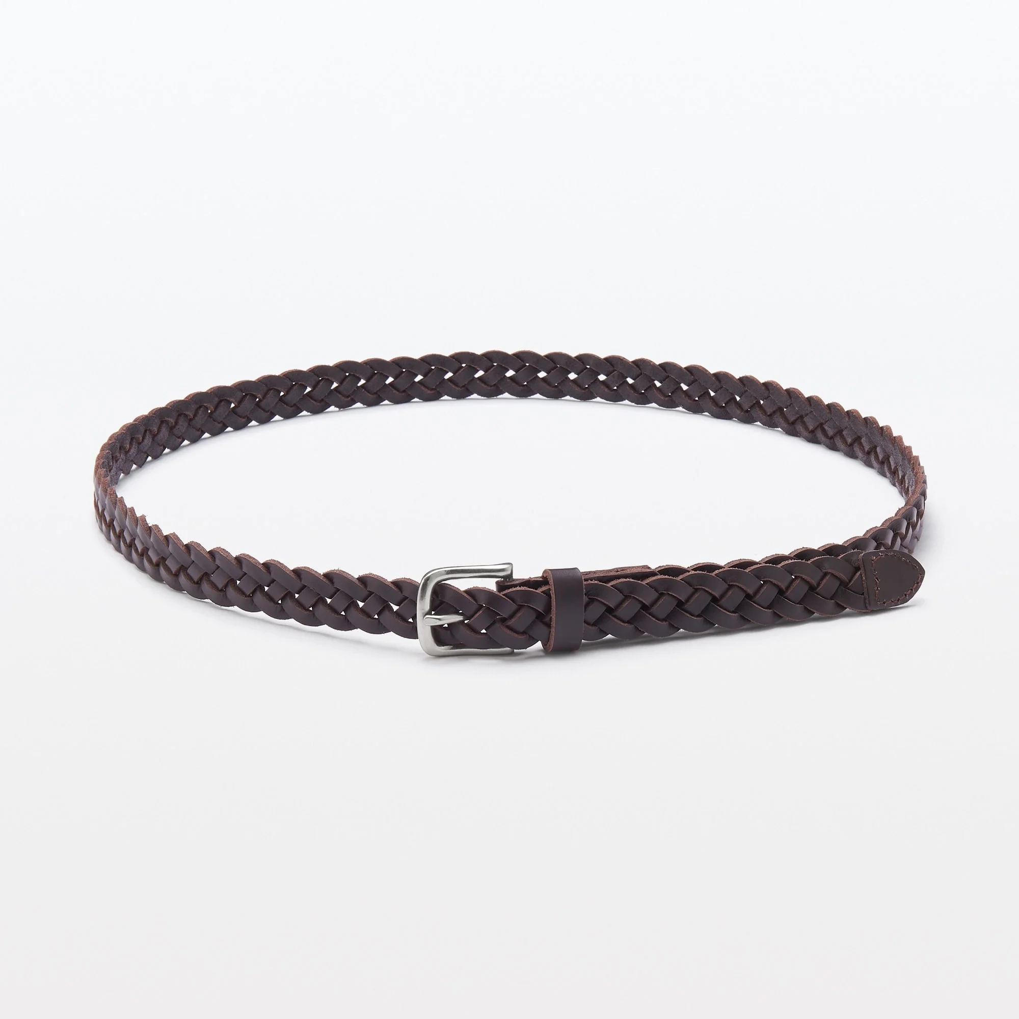 Vegetable Tanned Leather Slim Mesh Belt - Image 20