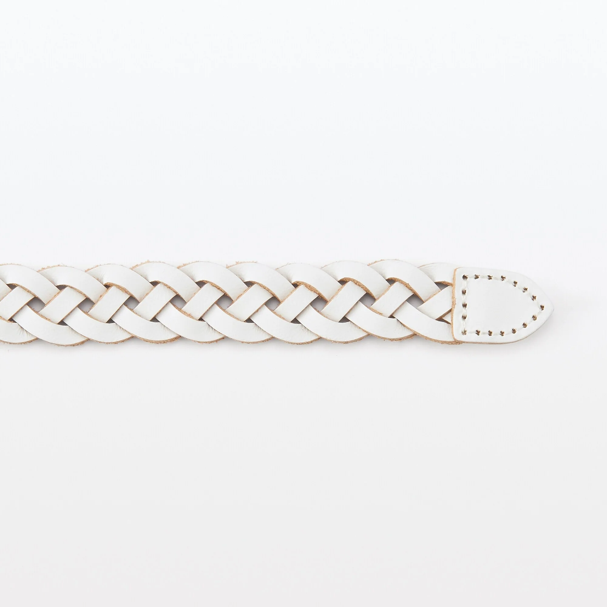 Vegetable Tanned Leather Slim Mesh Belt - Image 9