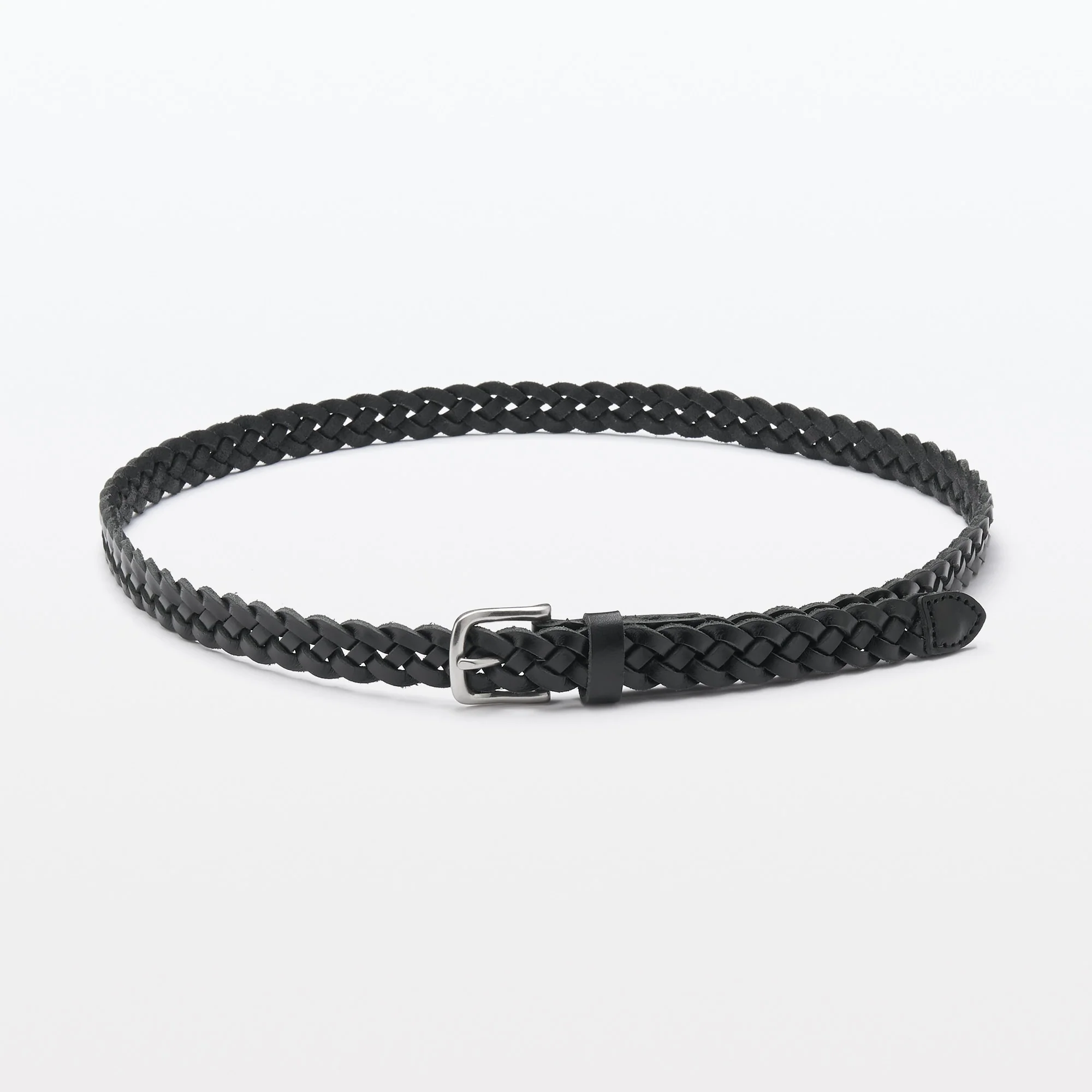 Vegetable Tannin Leather Hand-Knitted Skinny Belt - Image 5