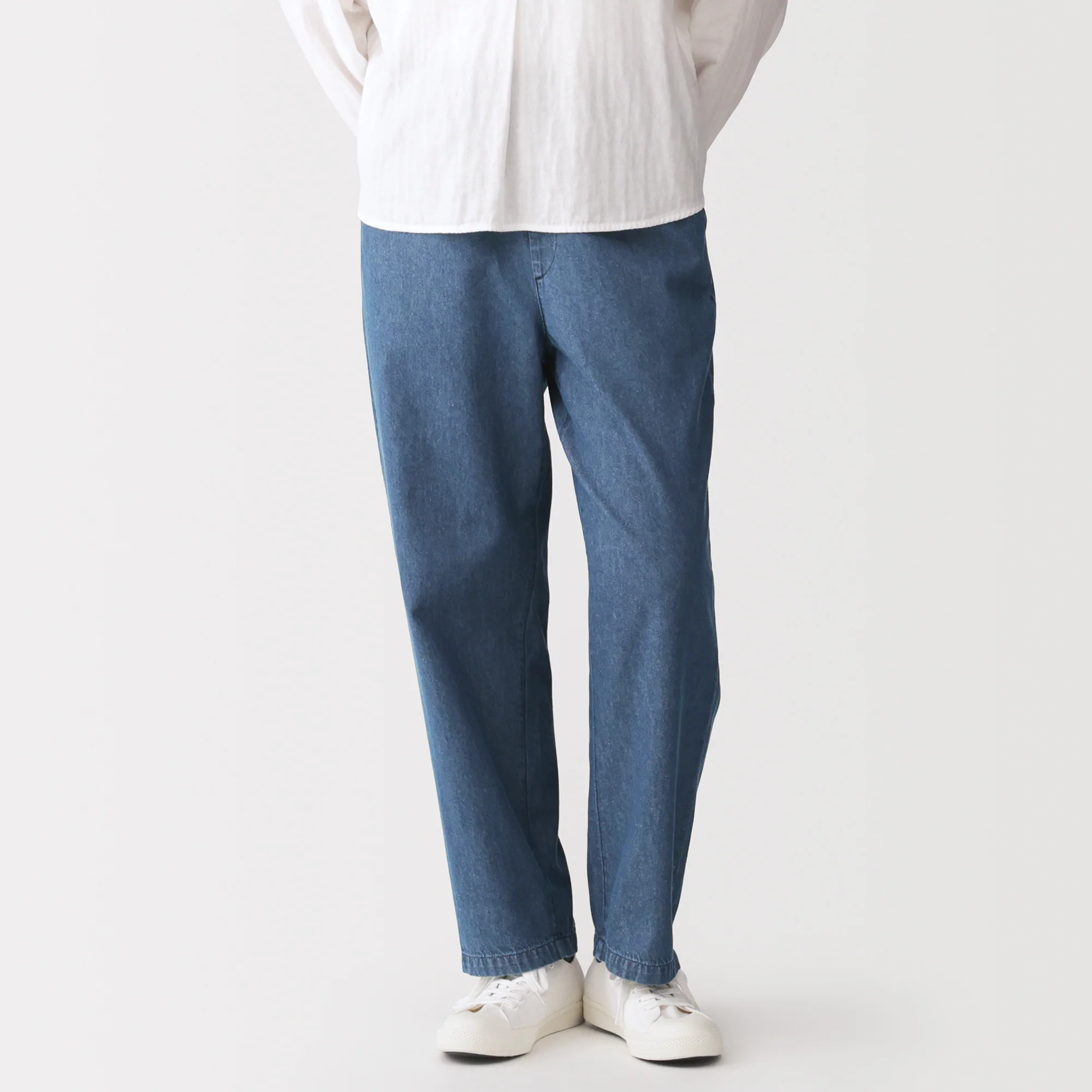Washed Denim Easy Pants - Image 3
