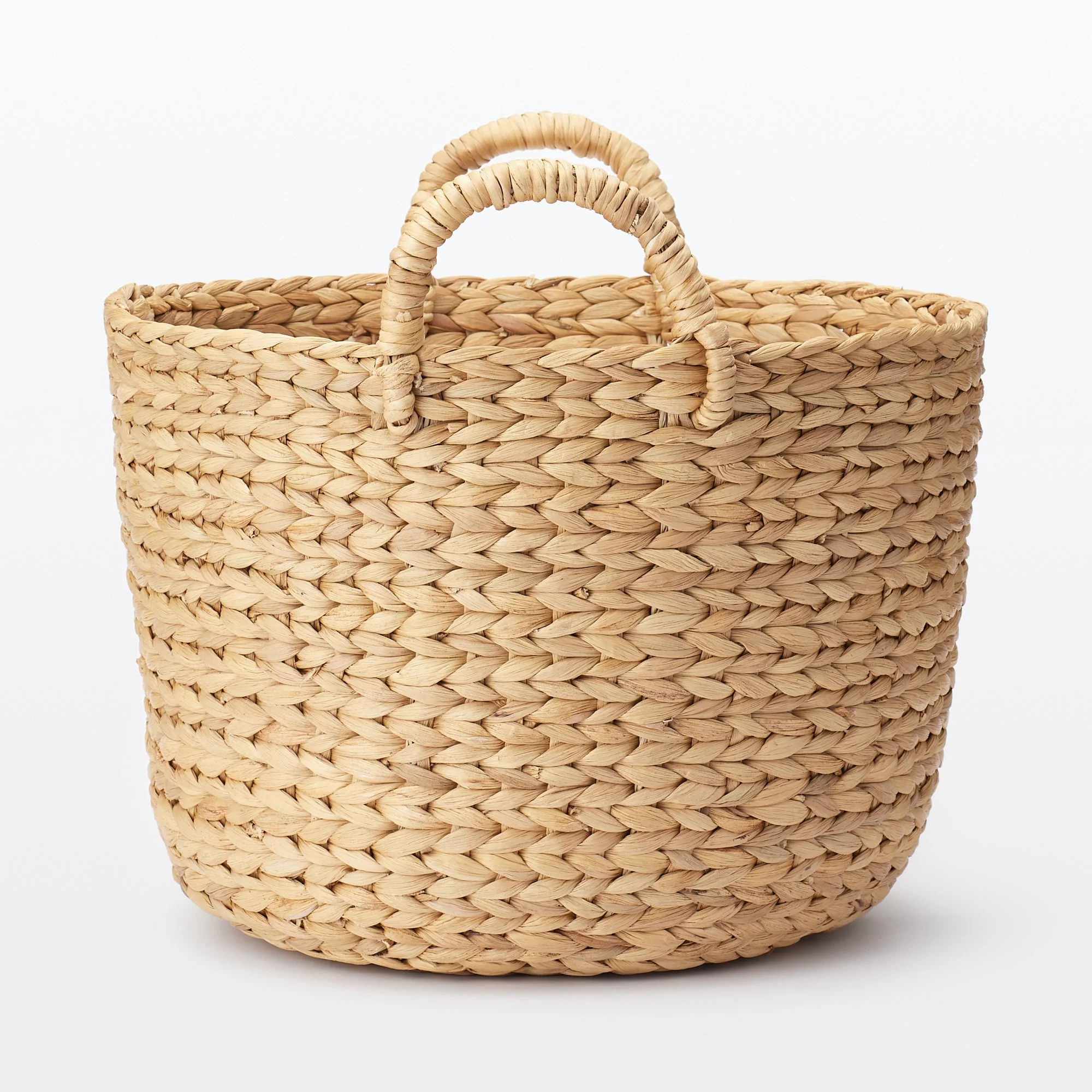 Water Hyacinth Basket with Handles - Round - Small Dia. 37 x H26 cm - Image 3