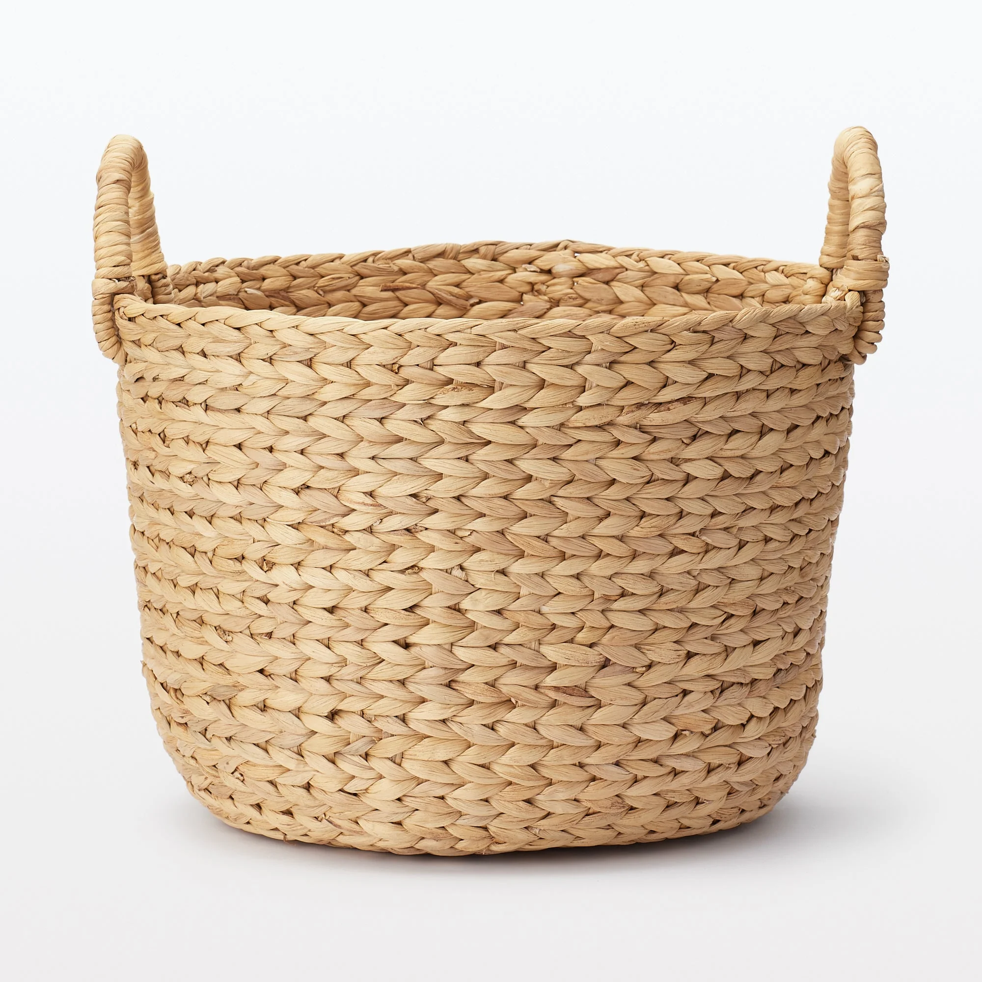 Water Hyacinth Basket with Handles - Round - Small Dia. 37 x H26 cm - Image 4