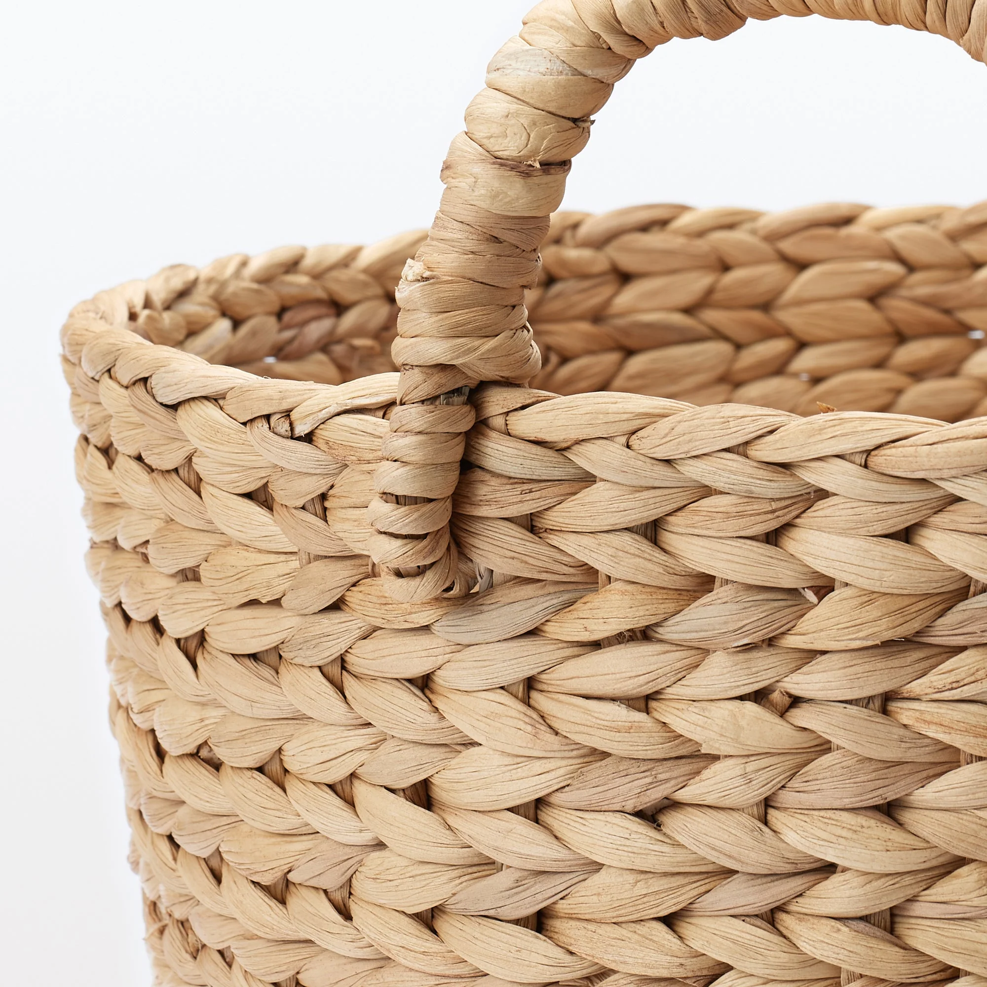 Water Hyacinth Basket with Handles - Round - Small Dia. 37 x H26 cm - Image 6