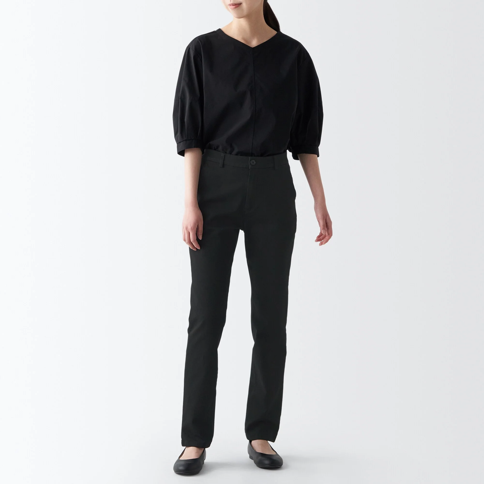 Women's 4-Way Stretch Chino Slim Tapered Pants (L 32inch / 82cm)
