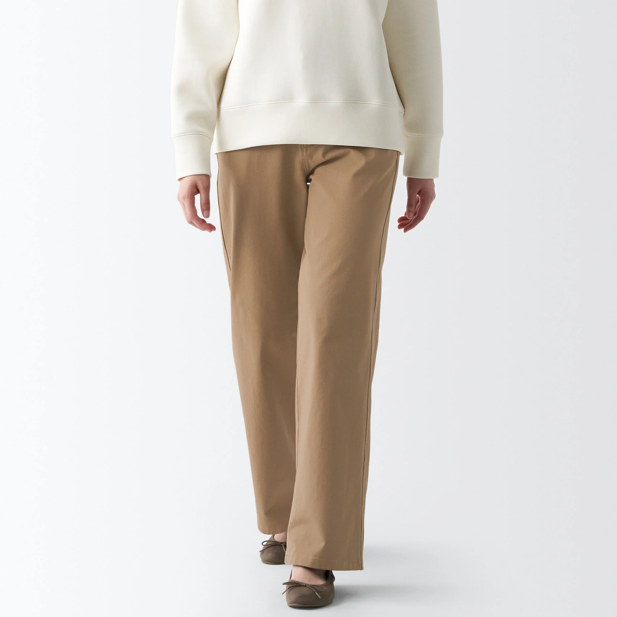 Women's 4-Way Stretch Chino Wide Straight Pants (L 32inch / 82cm) - Image 13