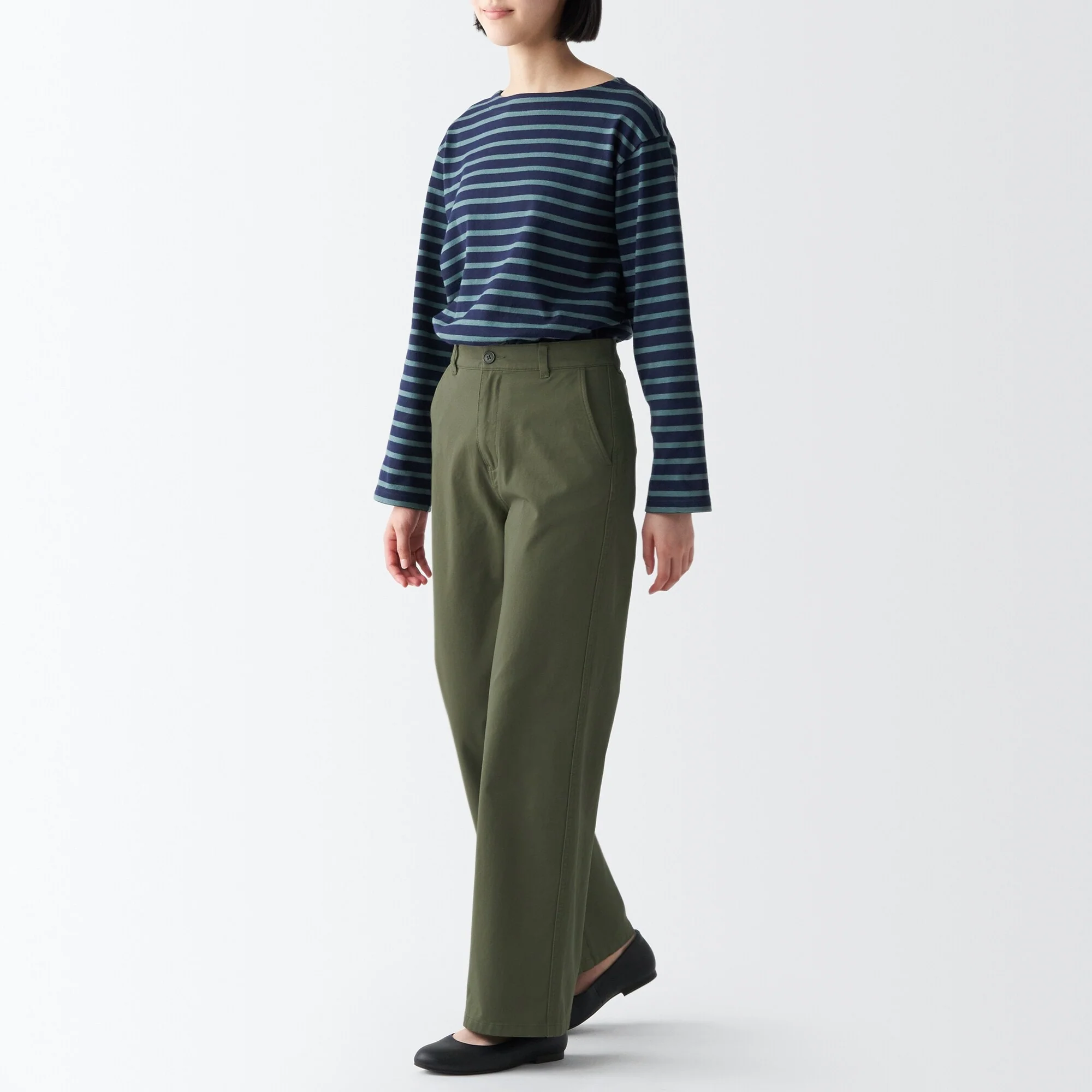Women's 4-Way Stretch Chino Wide Straight Pants (L 32inch / 82cm) - Image 24