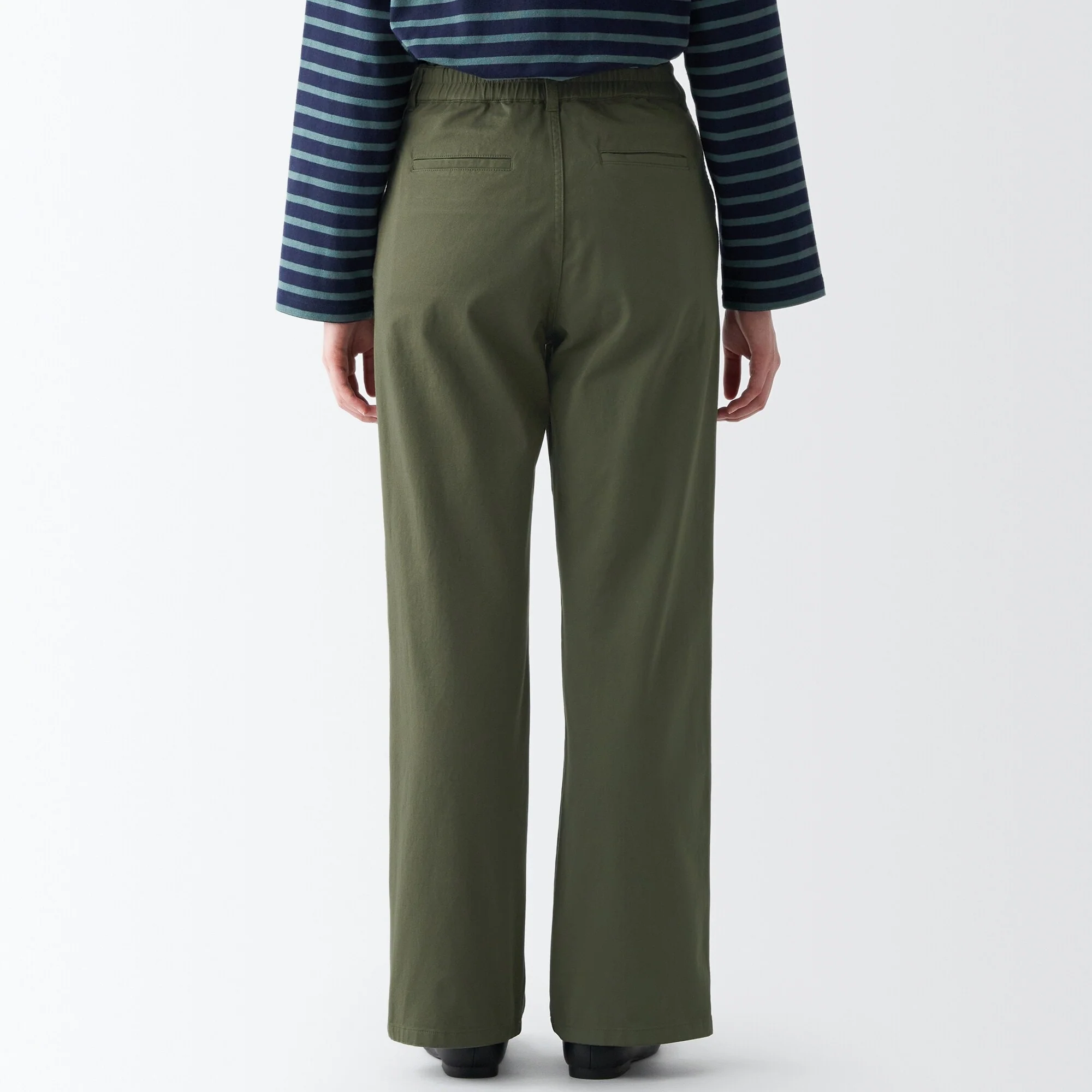 Women's 4-Way Stretch Chino Wide Straight Pants (L 32inch / 82cm) - Image 25