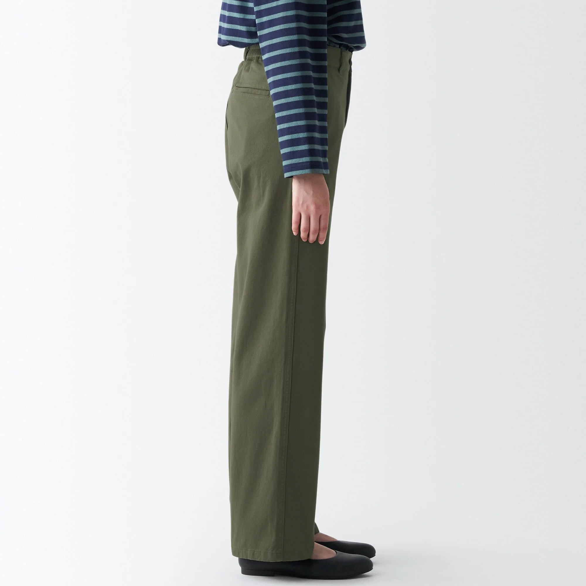Women's 4-Way Stretch Chino Wide Straight Pants (L 32inch / 82cm) - Image 26