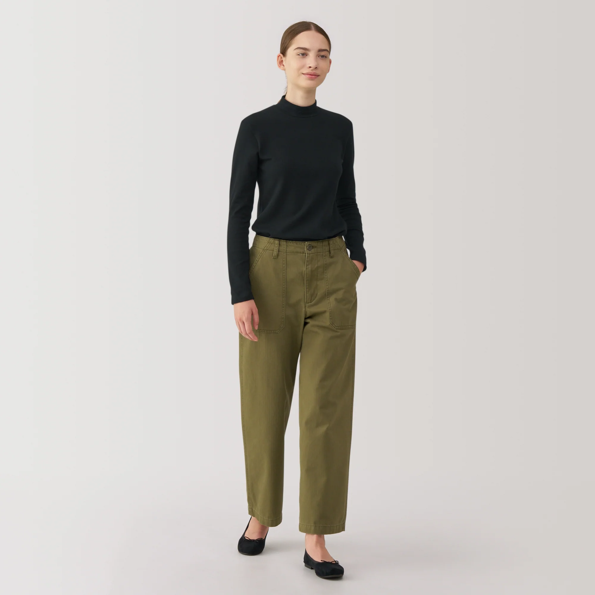 Women's Brushed Ribbed High Neck Long Sleeve T-Shirt - Image 28
