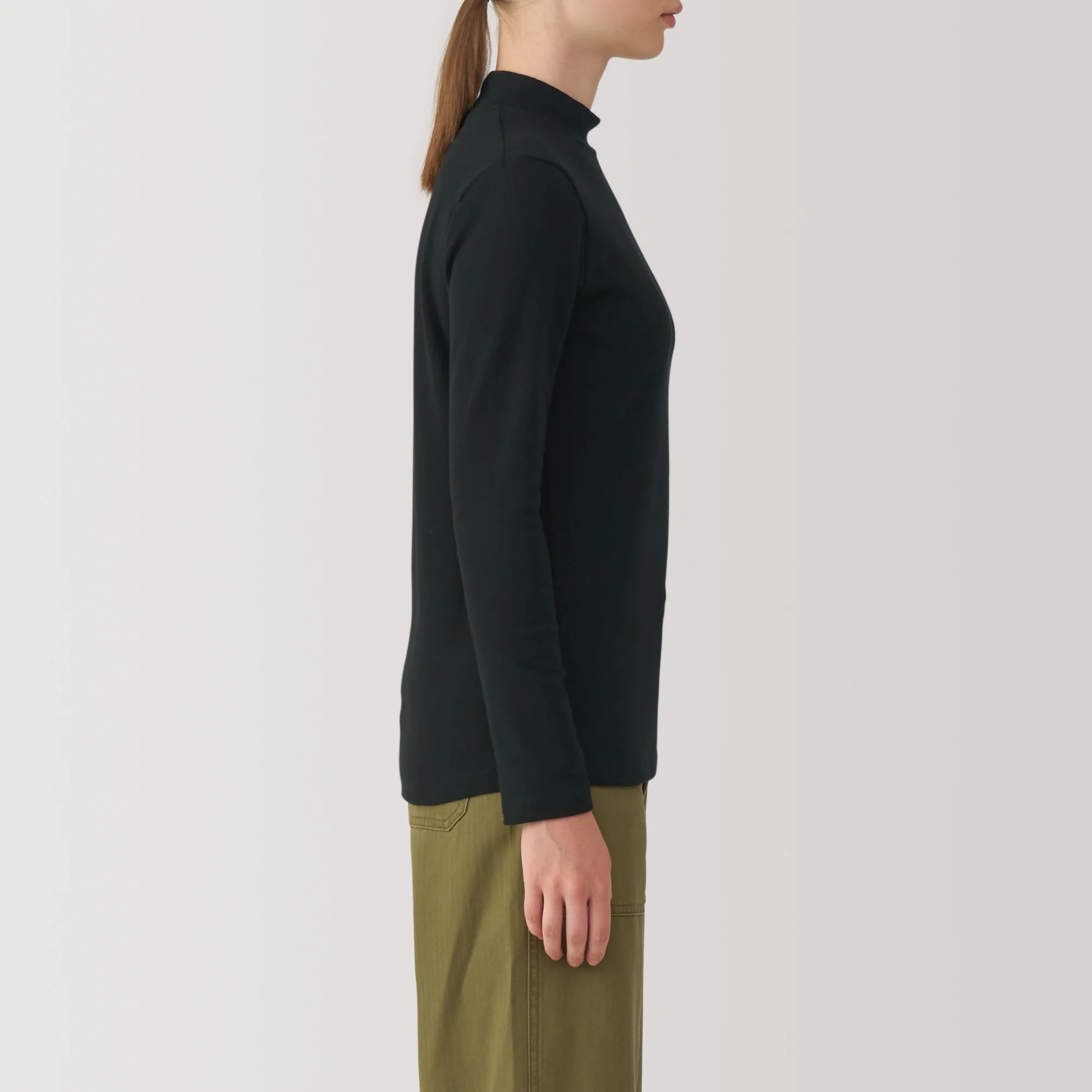 Women's Brushed Ribbed High Neck Long Sleeve T-Shirt - Image 29